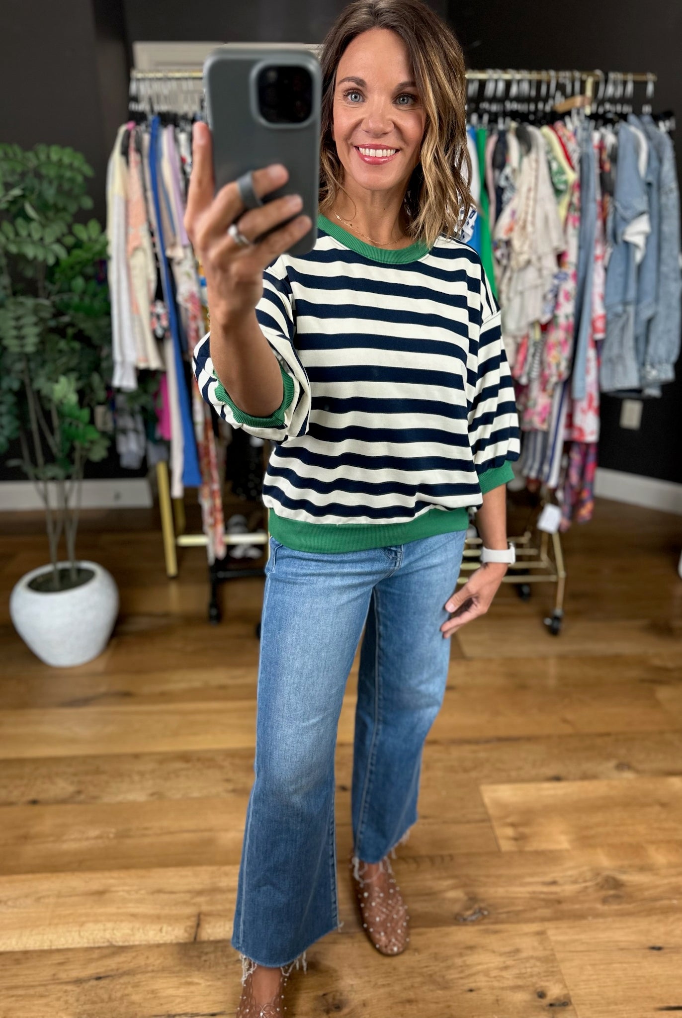 The Right Move Striped Top-Short Sleeves-Glam-Anna Kaytes Boutique, Women's Fashion Boutique in Grinnell, Iowa