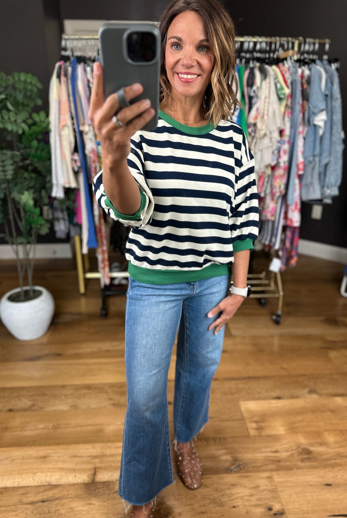 The Right Move Striped Top-Short Sleeves-Glam-Anna Kaytes Boutique, Women's Fashion Boutique in Grinnell, Iowa