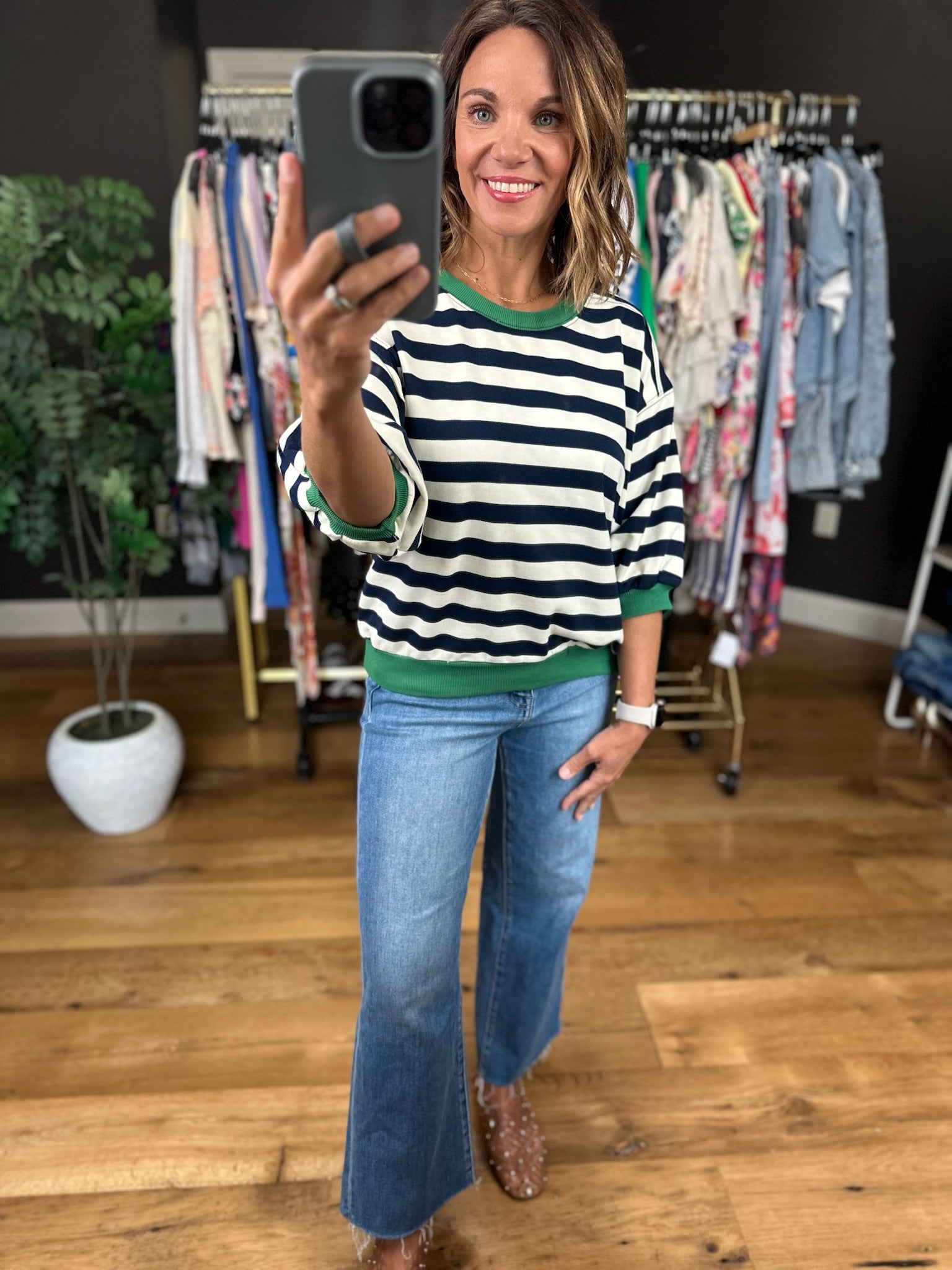 The Right Move Striped Top-Short Sleeves-Glam-Anna Kaytes Boutique, Women's Fashion Boutique in Grinnell, Iowa
