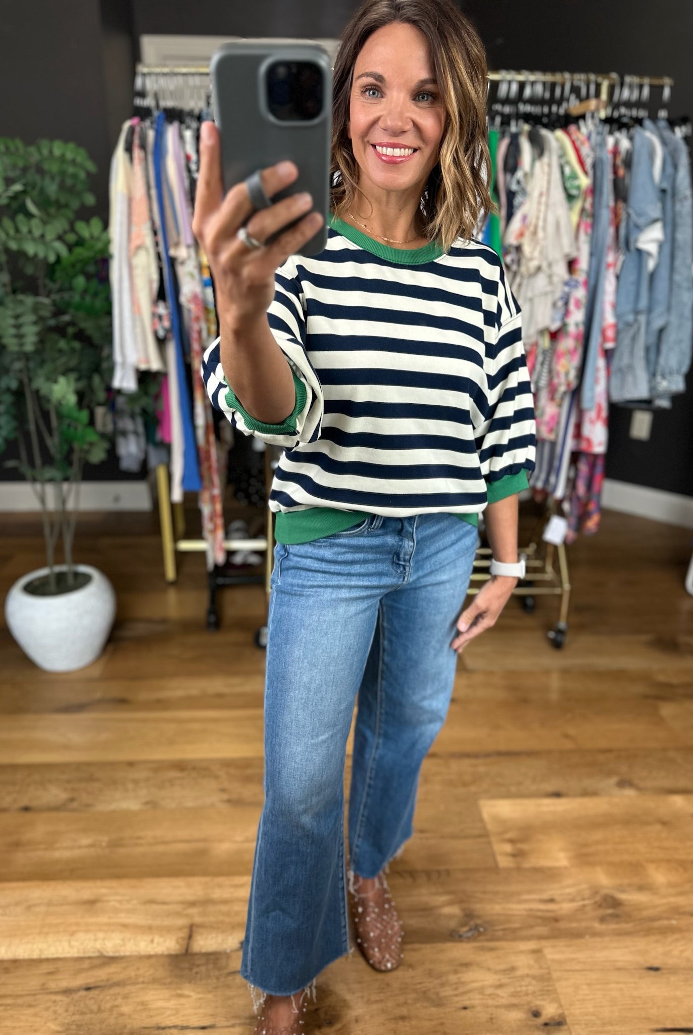 The Right Move Striped Top-Short Sleeves-Glam-Anna Kaytes Boutique, Women's Fashion Boutique in Grinnell, Iowa