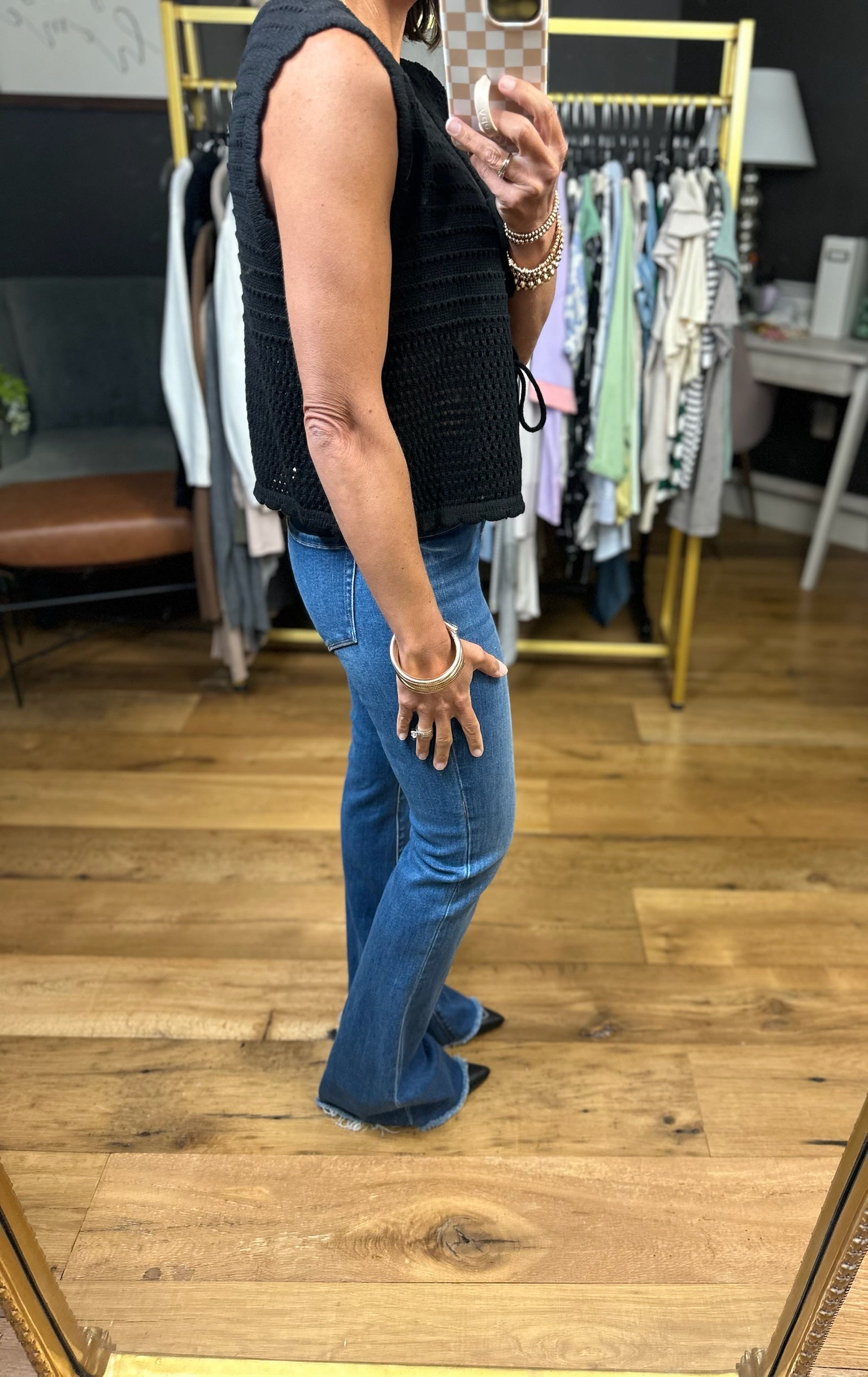 Set It Up Tie-Front Sweater Vest - Black-Blu Pepper-Anna Kaytes Boutique, Women's Fashion Boutique in Grinnell, Iowa