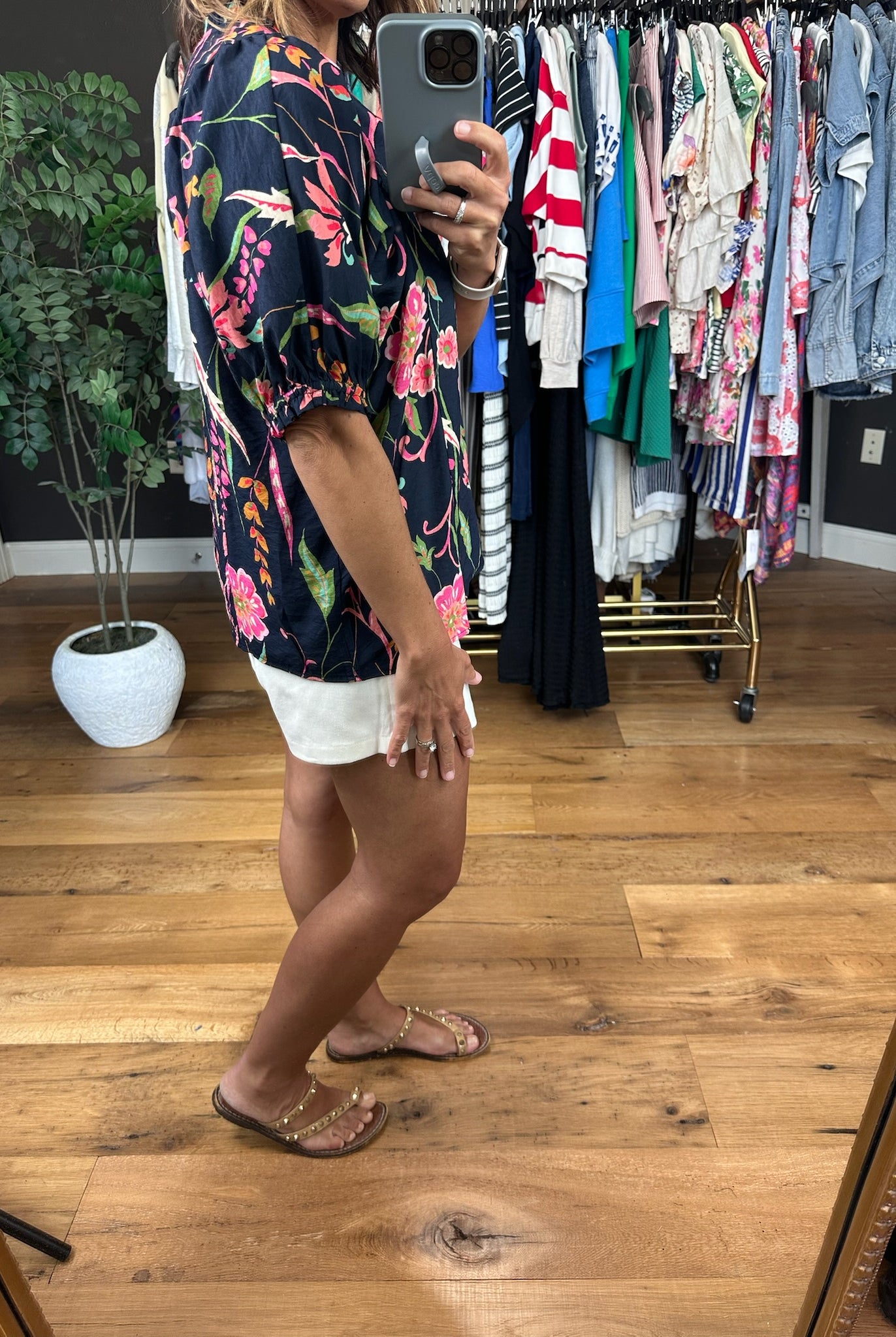 Stepping Away Floral Top-Short Sleeves-THML-Anna Kaytes Boutique, Women's Fashion Boutique in Grinnell, Iowa