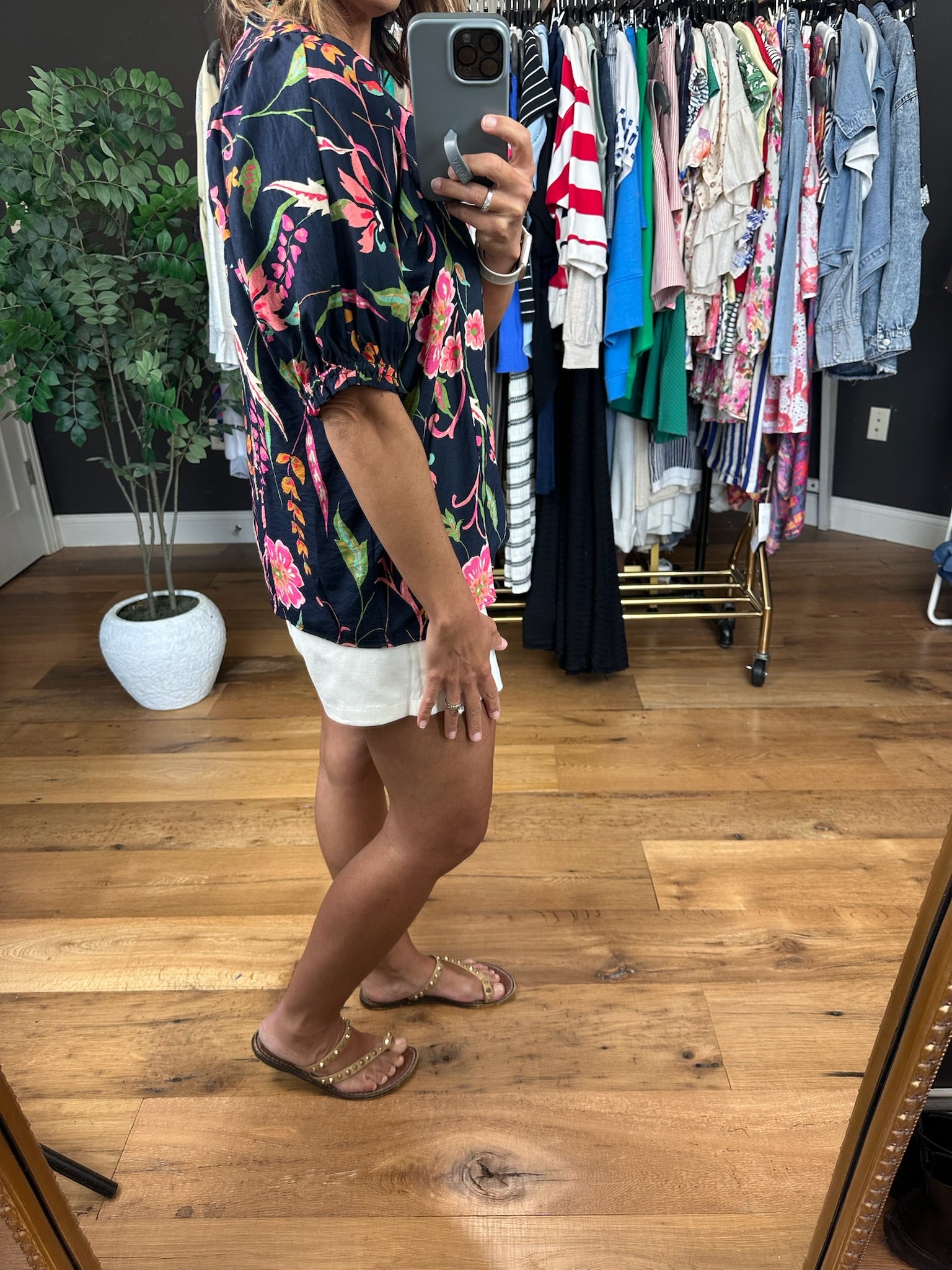 Stepping Away Floral Top-Short Sleeves-THML-Anna Kaytes Boutique, Women's Fashion Boutique in Grinnell, Iowa