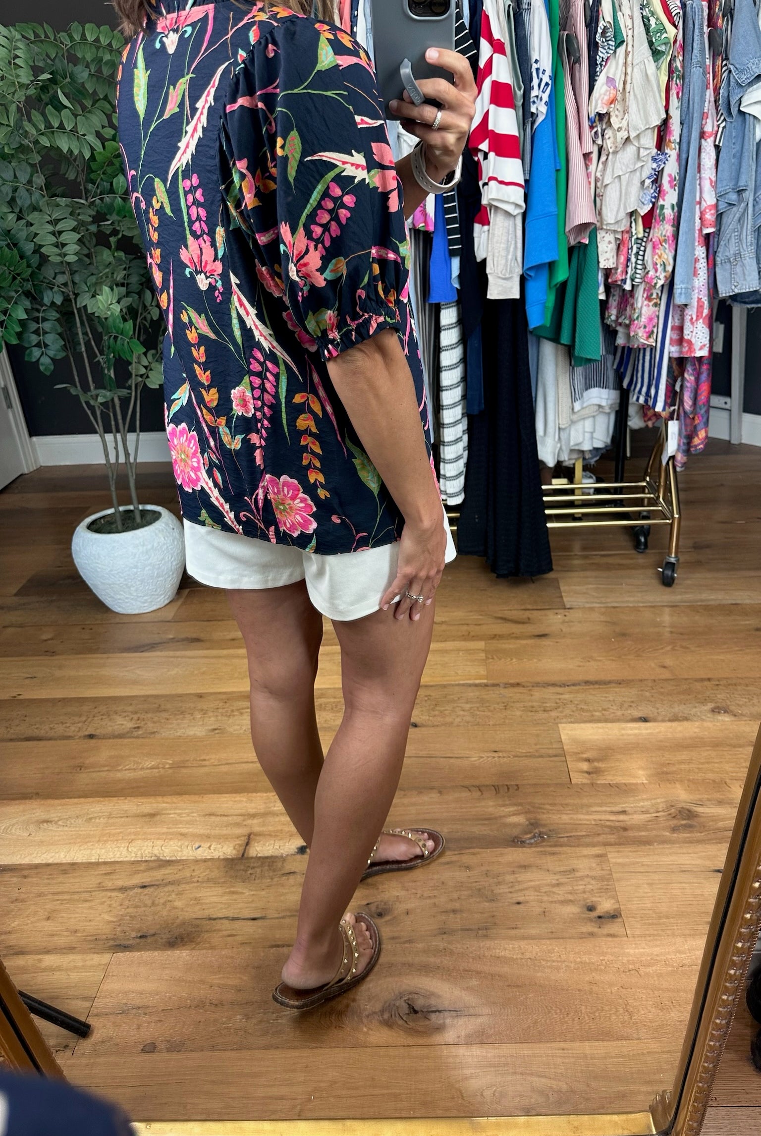 Stepping Away Floral Top-Short Sleeves-THML-Anna Kaytes Boutique, Women's Fashion Boutique in Grinnell, Iowa