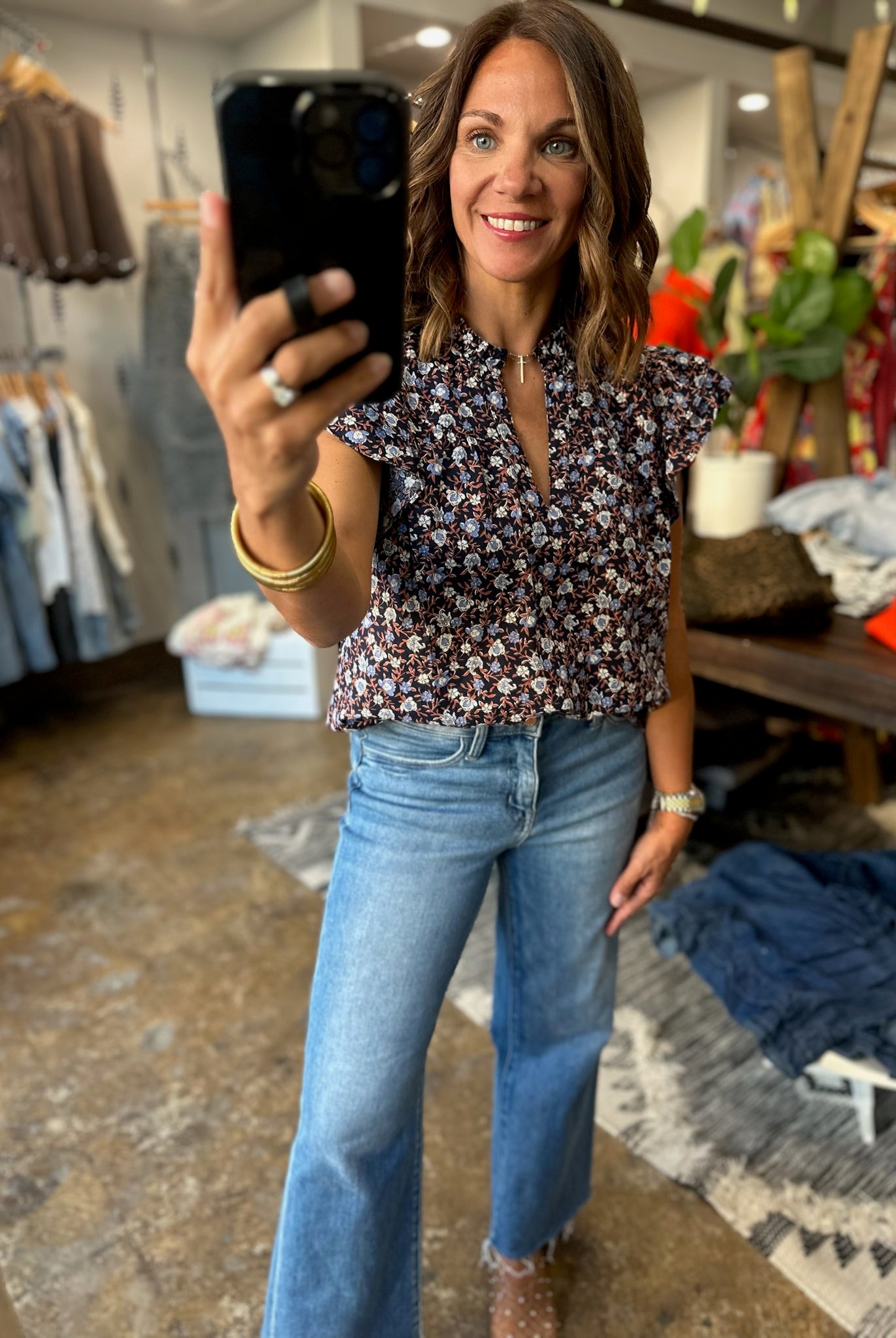 According To Plan Floral Top-Short Sleeves-ee:some-Anna Kaytes Boutique, Women's Fashion Boutique in Grinnell, Iowa