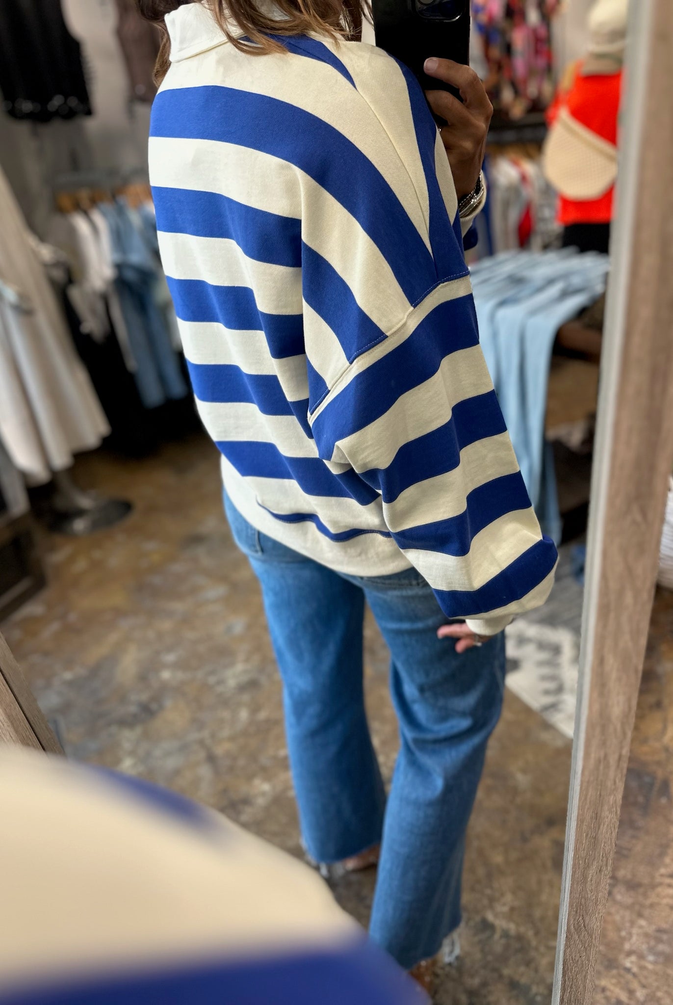 Back To The Beginning Rugby Pullover Top-Sweaters-By Together-Anna Kaytes Boutique, Women's Fashion Boutique in Grinnell, Iowa