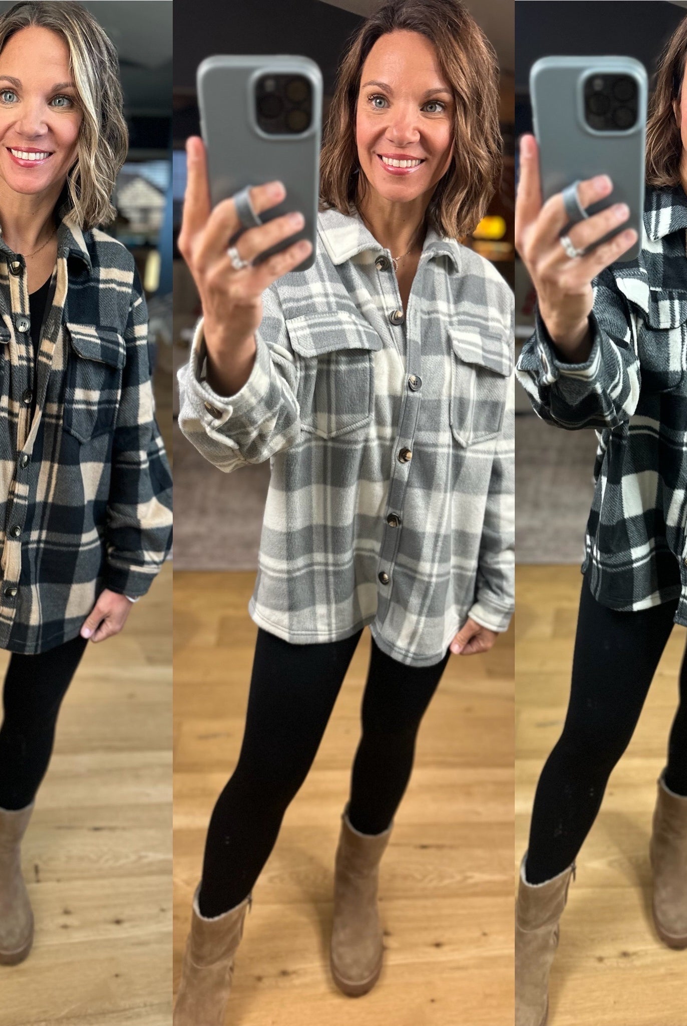 Pretty In Plaid Fleece Shacket-Sweaters-Active Basics-Anna Kaytes Boutique, Women's Fashion Boutique in Grinnell, Iowa
