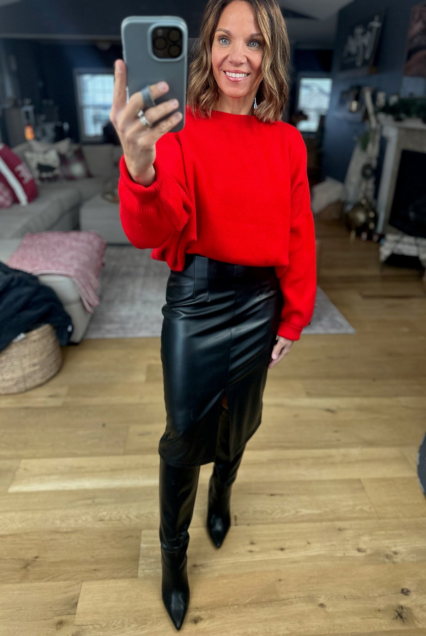 Take It Back Faux-Leather Skirt-Skirts-She & Sky-Anna Kaytes Boutique, Women's Fashion Boutique in Grinnell, Iowa