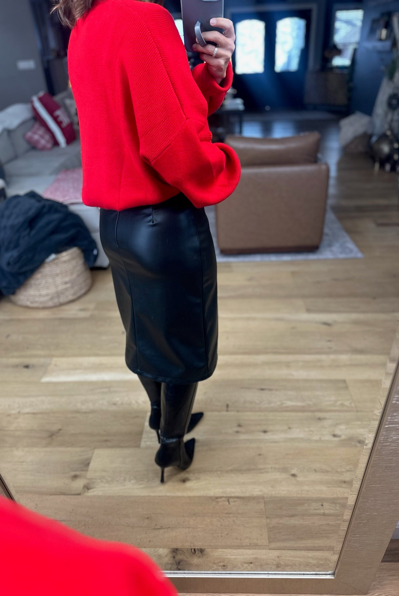 Take It Back Faux-Leather Skirt-Skirts-She & Sky-Anna Kaytes Boutique, Women's Fashion Boutique in Grinnell, Iowa