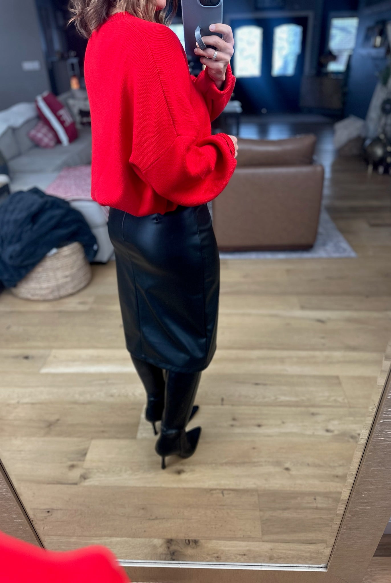 Take It Back Faux-Leather Skirt-Skirts-She & Sky-Anna Kaytes Boutique, Women's Fashion Boutique in Grinnell, Iowa