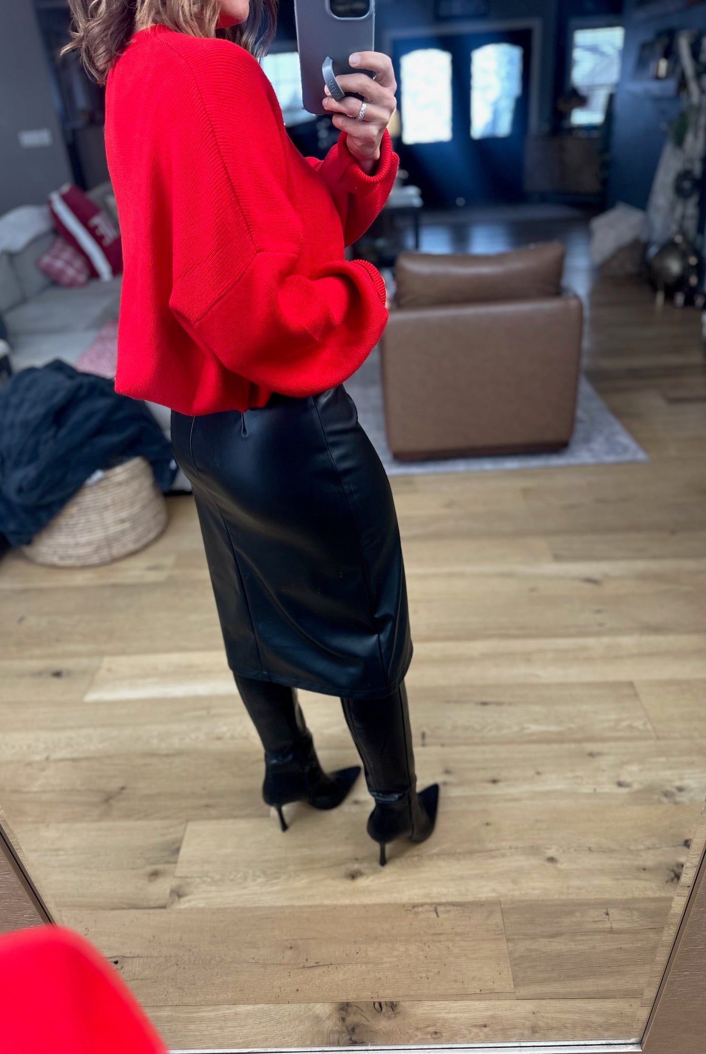 Take It Back Faux-Leather Skirt-Skirts-She & Sky-Anna Kaytes Boutique, Women's Fashion Boutique in Grinnell, Iowa