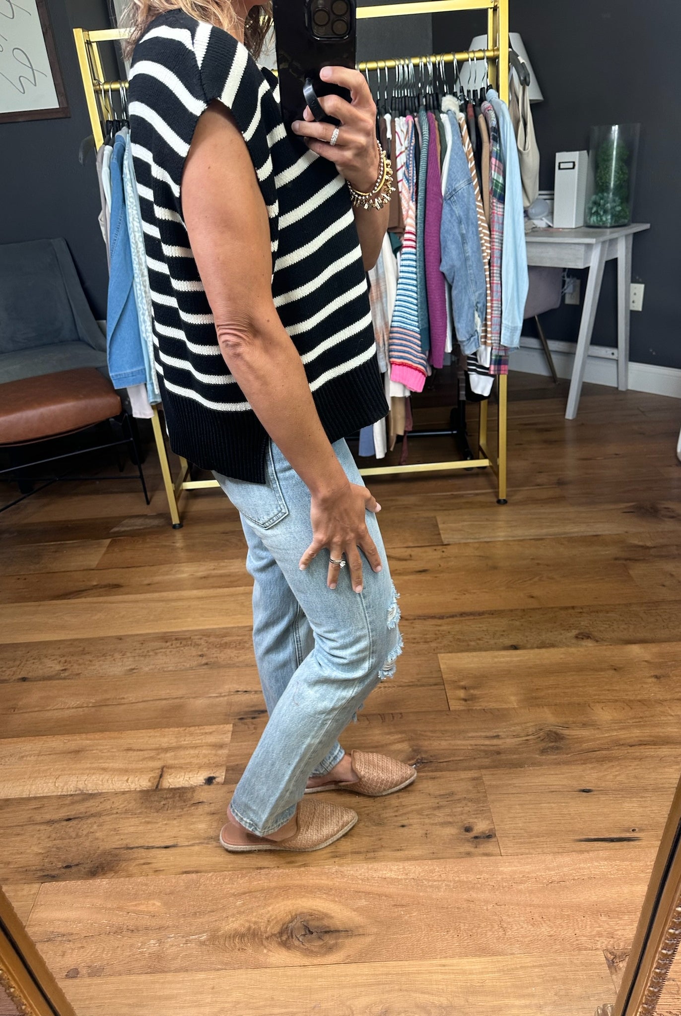 Anything In the World Striped Cap-Sleeve Knit Top - Black-Entro-Anna Kaytes Boutique, Women's Fashion Boutique in Grinnell, Iowa