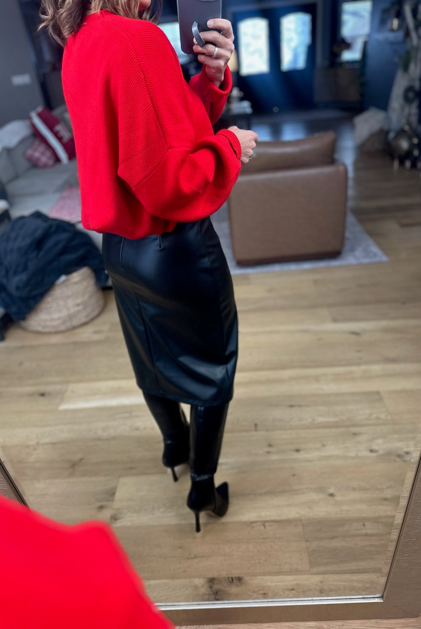 Take It Back Faux-Leather Skirt-Skirts-She & Sky-Anna Kaytes Boutique, Women's Fashion Boutique in Grinnell, Iowa