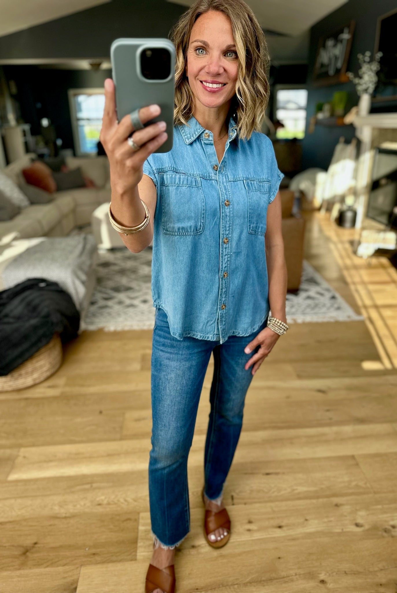 A Couple Things Button-Down Top-Blu Pepper-Anna Kaytes Boutique, Women's Fashion Boutique in Grinnell, Iowa