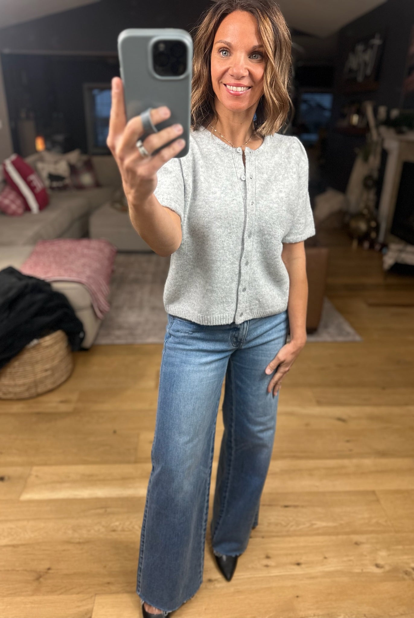 My Brave Side Short Sleeve Cardigan-Sweaters-& Merci-Anna Kaytes Boutique, Women's Fashion Boutique in Grinnell, Iowa