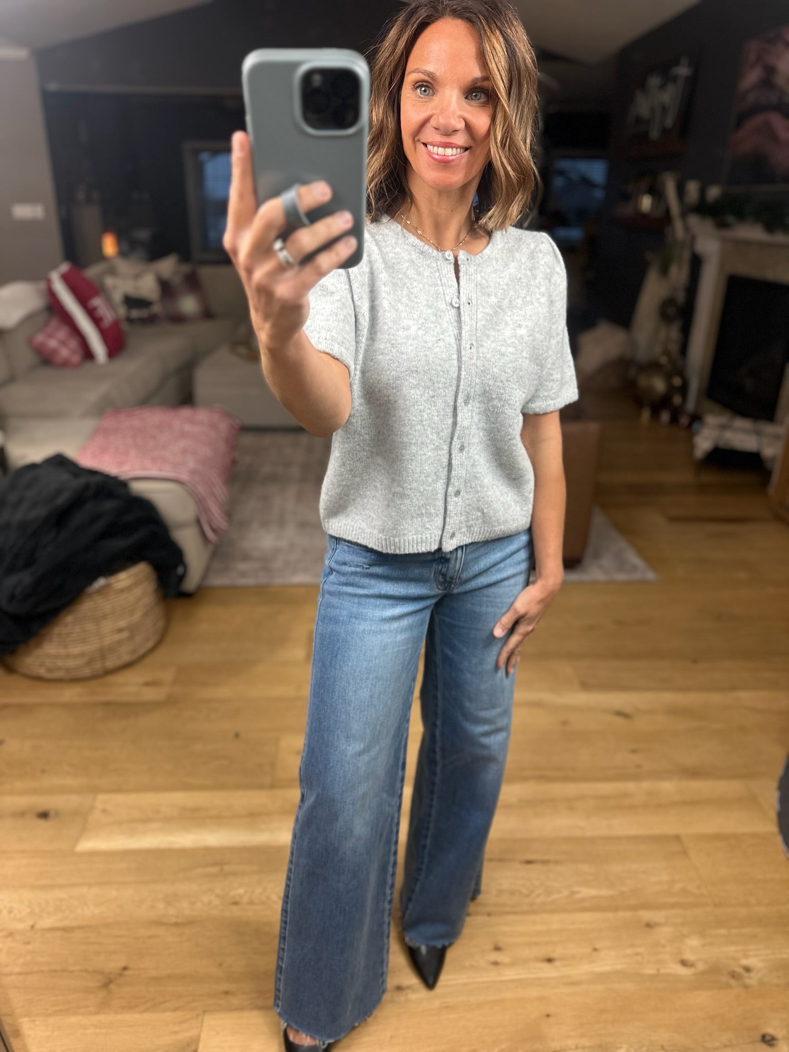 My Brave Side Short Sleeve Cardigan-Sweaters-& Merci-Anna Kaytes Boutique, Women's Fashion Boutique in Grinnell, Iowa