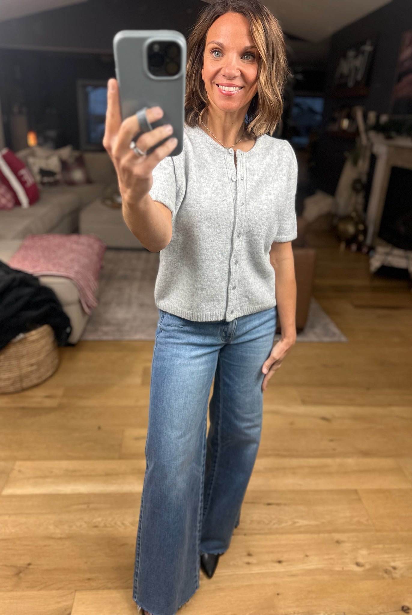 My Brave Side Short Sleeve Cardigan-Sweaters-& Merci-Anna Kaytes Boutique, Women's Fashion Boutique in Grinnell, Iowa