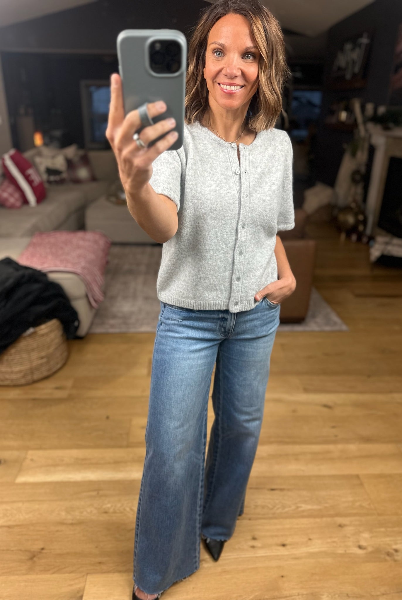 My Brave Side Short Sleeve Cardigan-Sweaters-& Merci-Anna Kaytes Boutique, Women's Fashion Boutique in Grinnell, Iowa