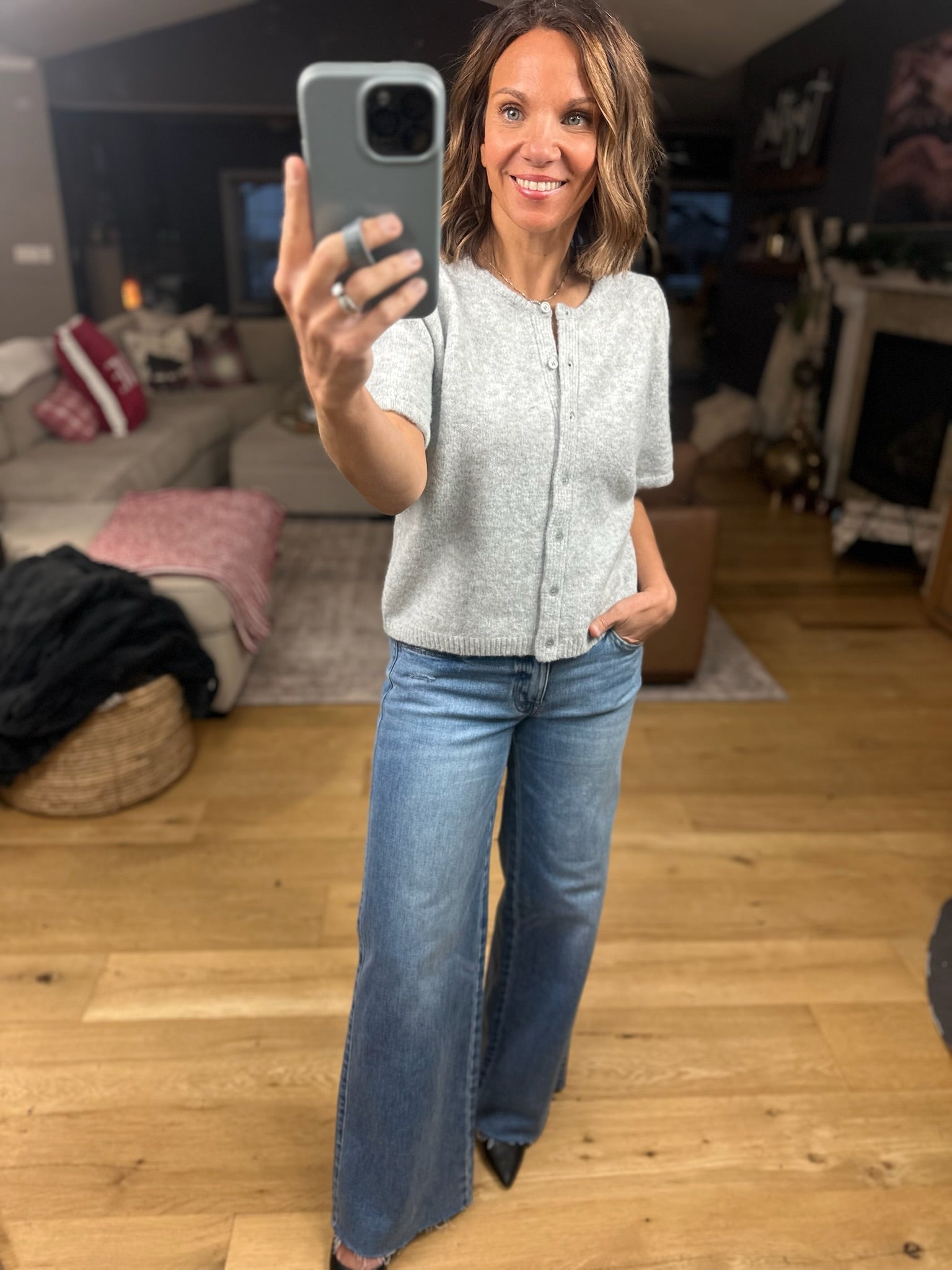 My Brave Side Short Sleeve Cardigan-Sweaters-& Merci-Anna Kaytes Boutique, Women's Fashion Boutique in Grinnell, Iowa