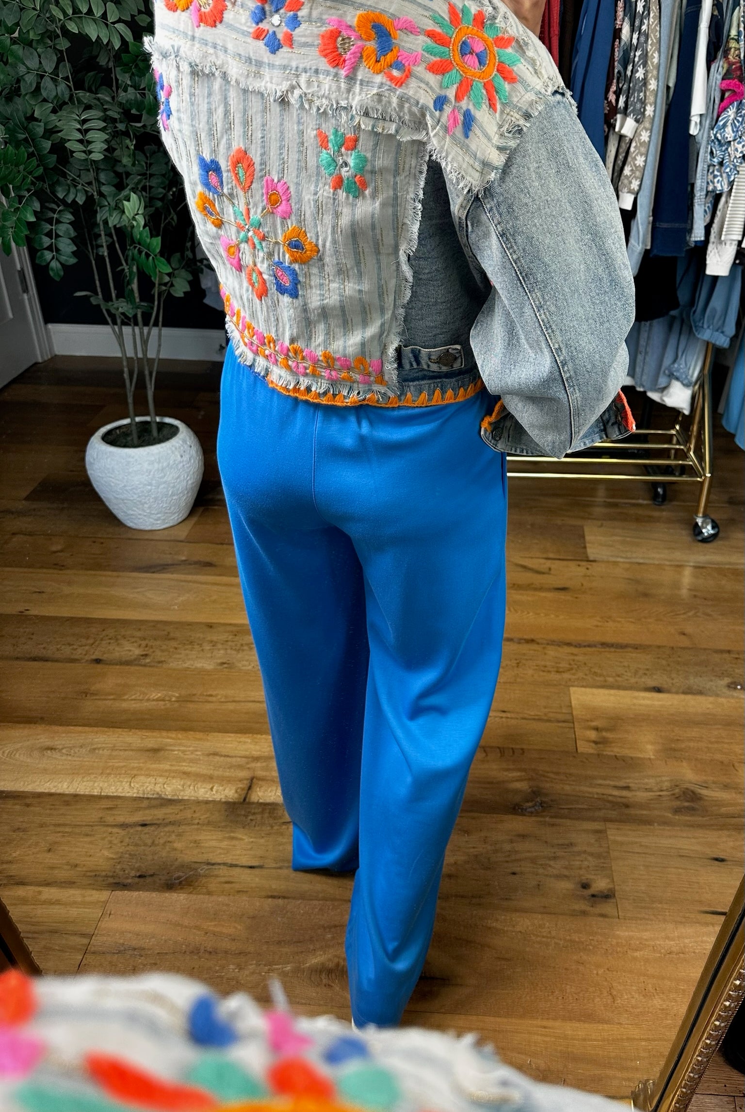 Finding Fun Embroidered Denim Jacket-Jackets-POL-Anna Kaytes Boutique, Women's Fashion Boutique in Grinnell, Iowa