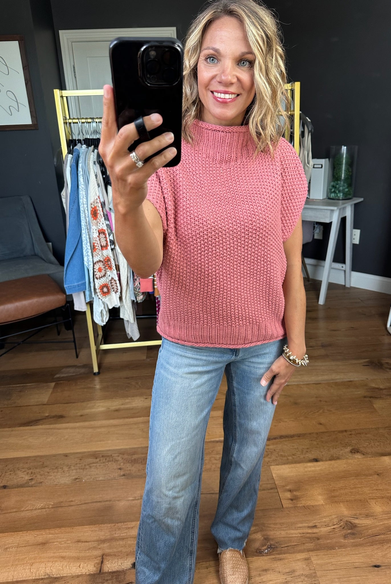 Take Me Out Mock-Neck Sleeveless Sweater - Marsala-Sweaters-She & Sky-Anna Kaytes Boutique, Women's Fashion Boutique in Grinnell, Iowa