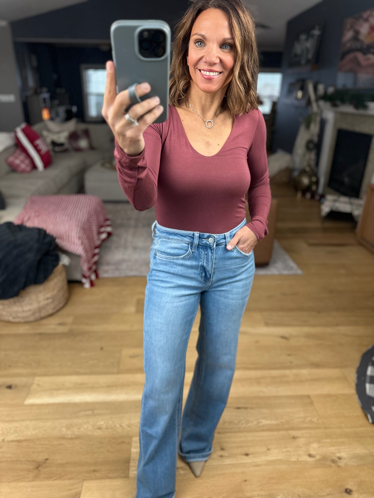 The Sage Double-Lined V-Neck Long Sleeve-Long Sleeves-Wasabi & Mint-Anna Kaytes Boutique, Women's Fashion Boutique in Grinnell, Iowa