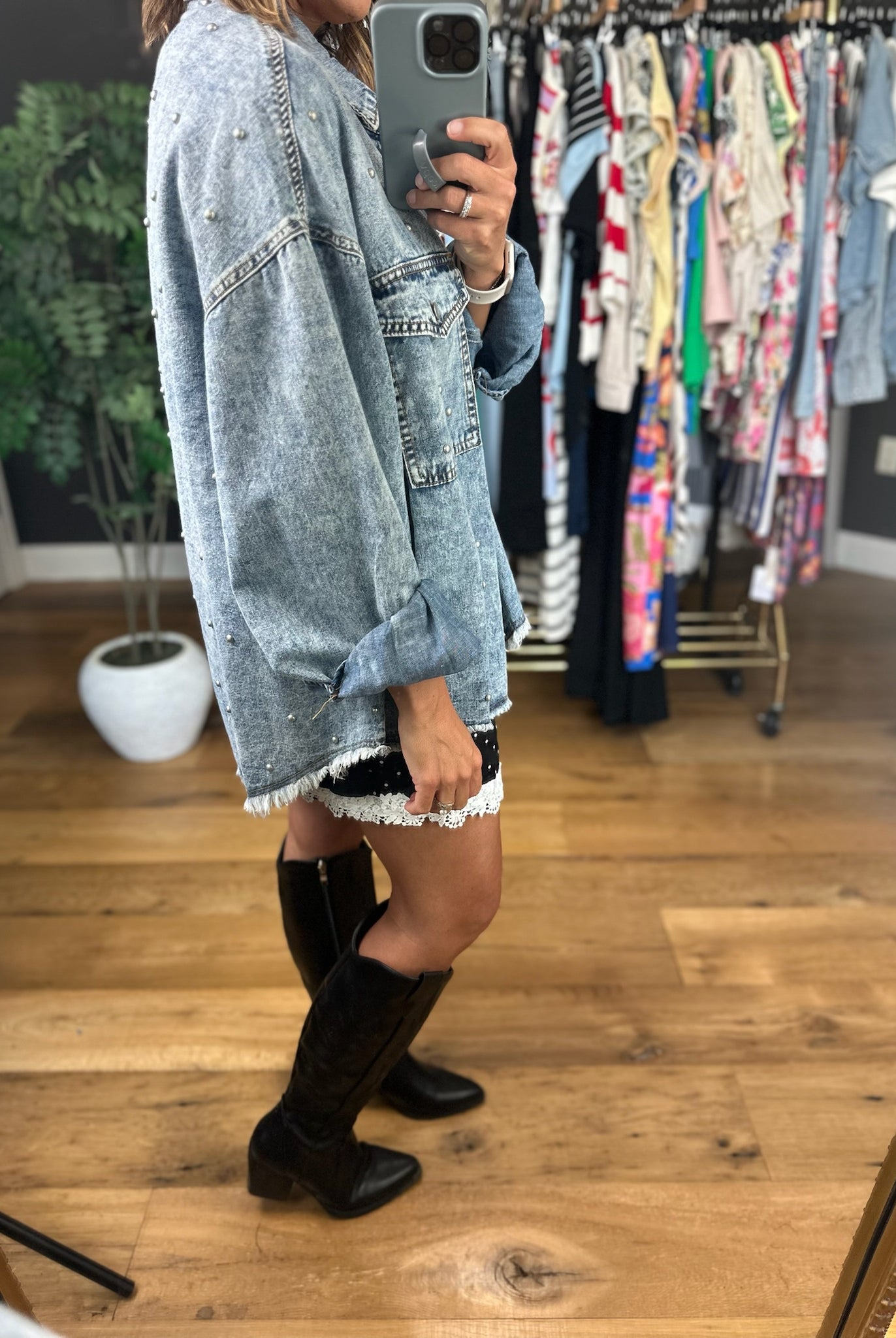 The Janey Beaded Denim Jacket-Jackets-POL-Anna Kaytes Boutique, Women's Fashion Boutique in Grinnell, Iowa