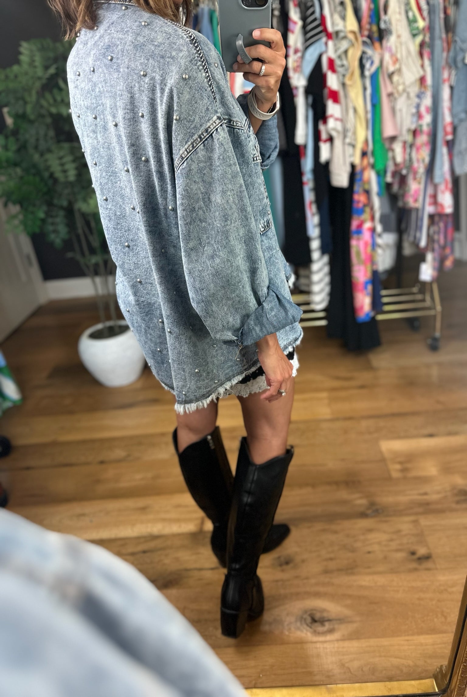 The Janey Beaded Denim Jacket-Jackets-POL-Anna Kaytes Boutique, Women's Fashion Boutique in Grinnell, Iowa