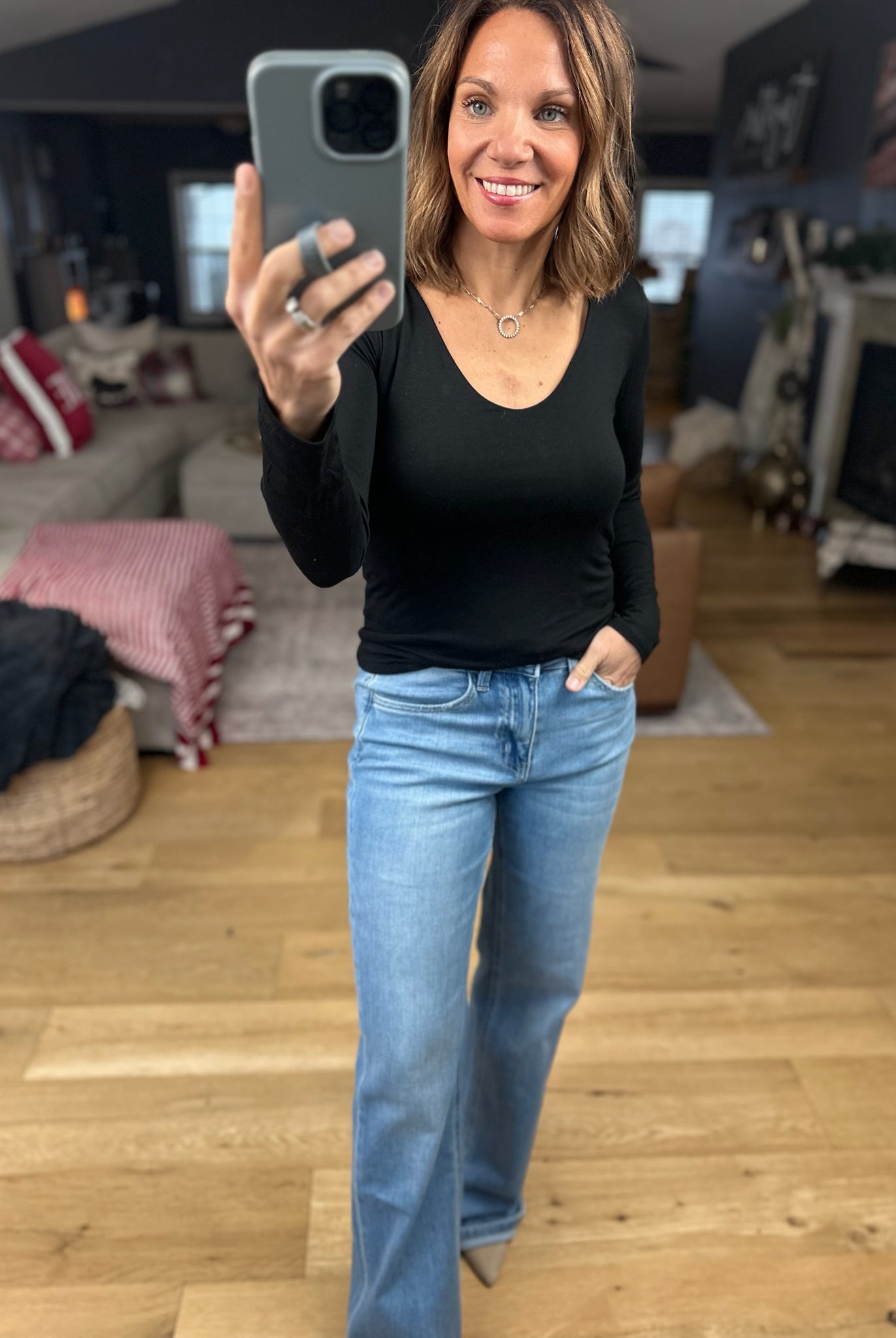 The Sage Double-Lined V-Neck Long Sleeve-Long Sleeves-Wasabi & Mint-Anna Kaytes Boutique, Women's Fashion Boutique in Grinnell, Iowa