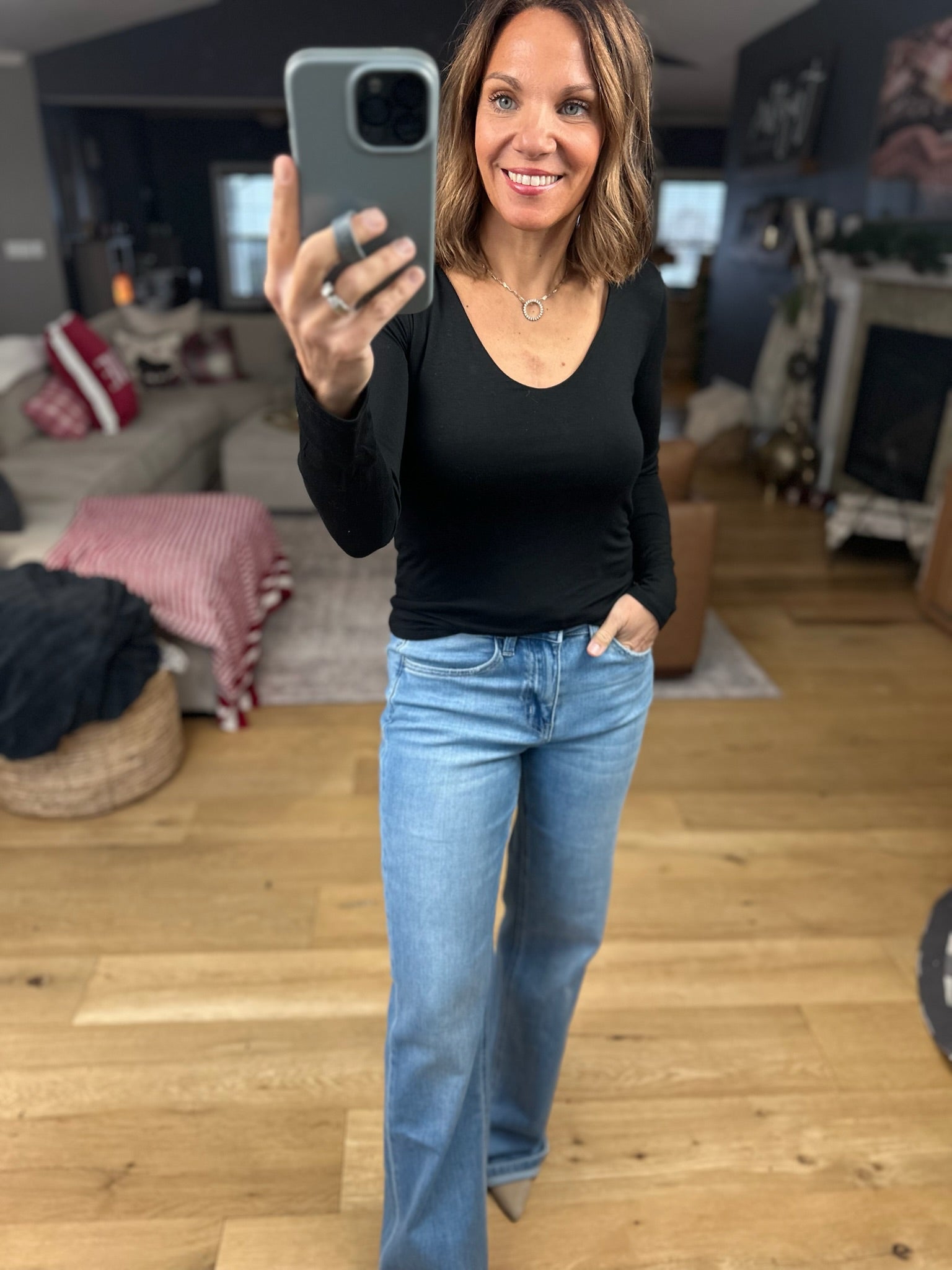 The Sage Double-Lined V-Neck Long Sleeve-Long Sleeves-Wasabi & Mint-Anna Kaytes Boutique, Women's Fashion Boutique in Grinnell, Iowa