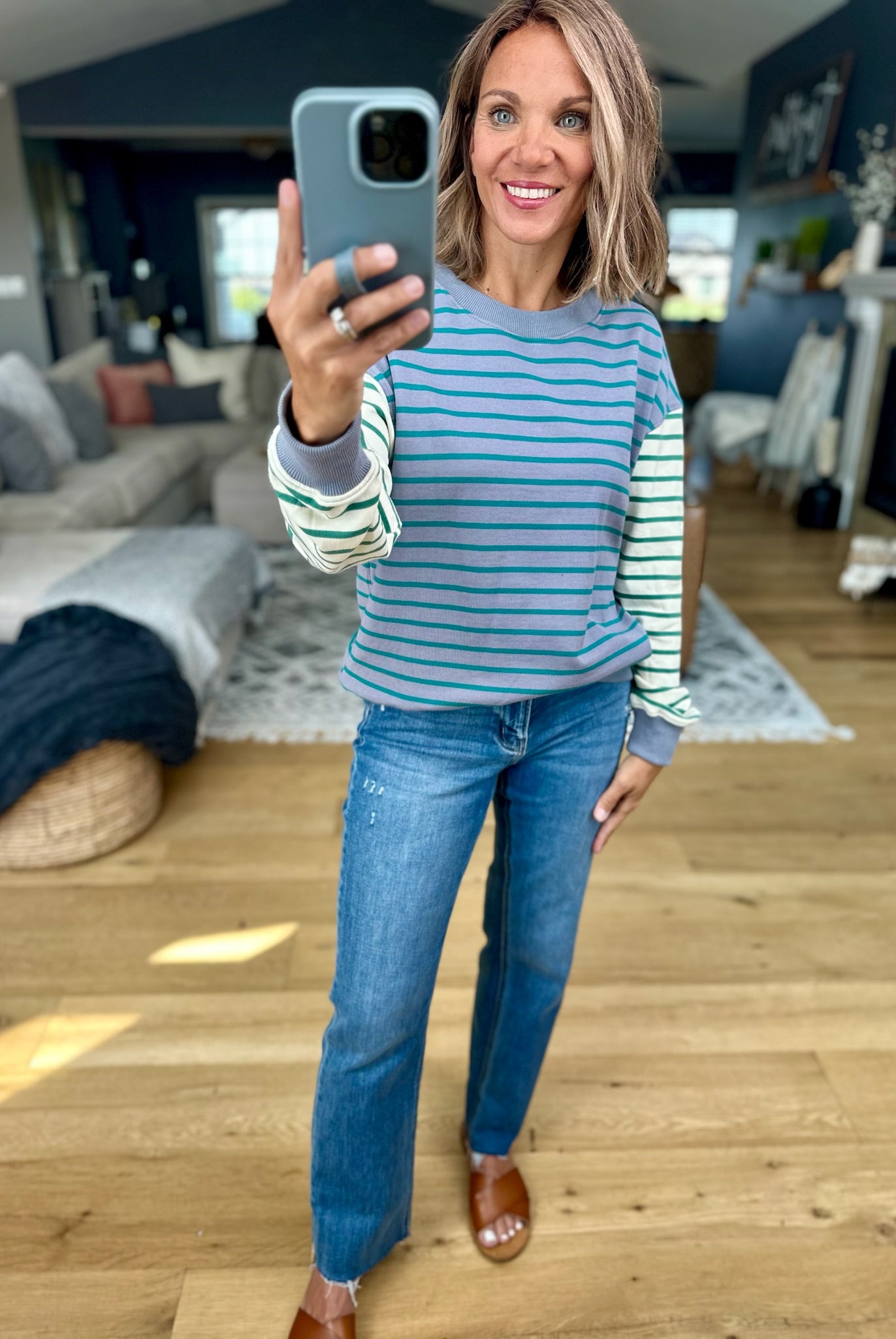 Better Days Ahead Striped Crewneck Sweatshirt-Staccato-Anna Kaytes Boutique, Women's Fashion Boutique in Grinnell, Iowa