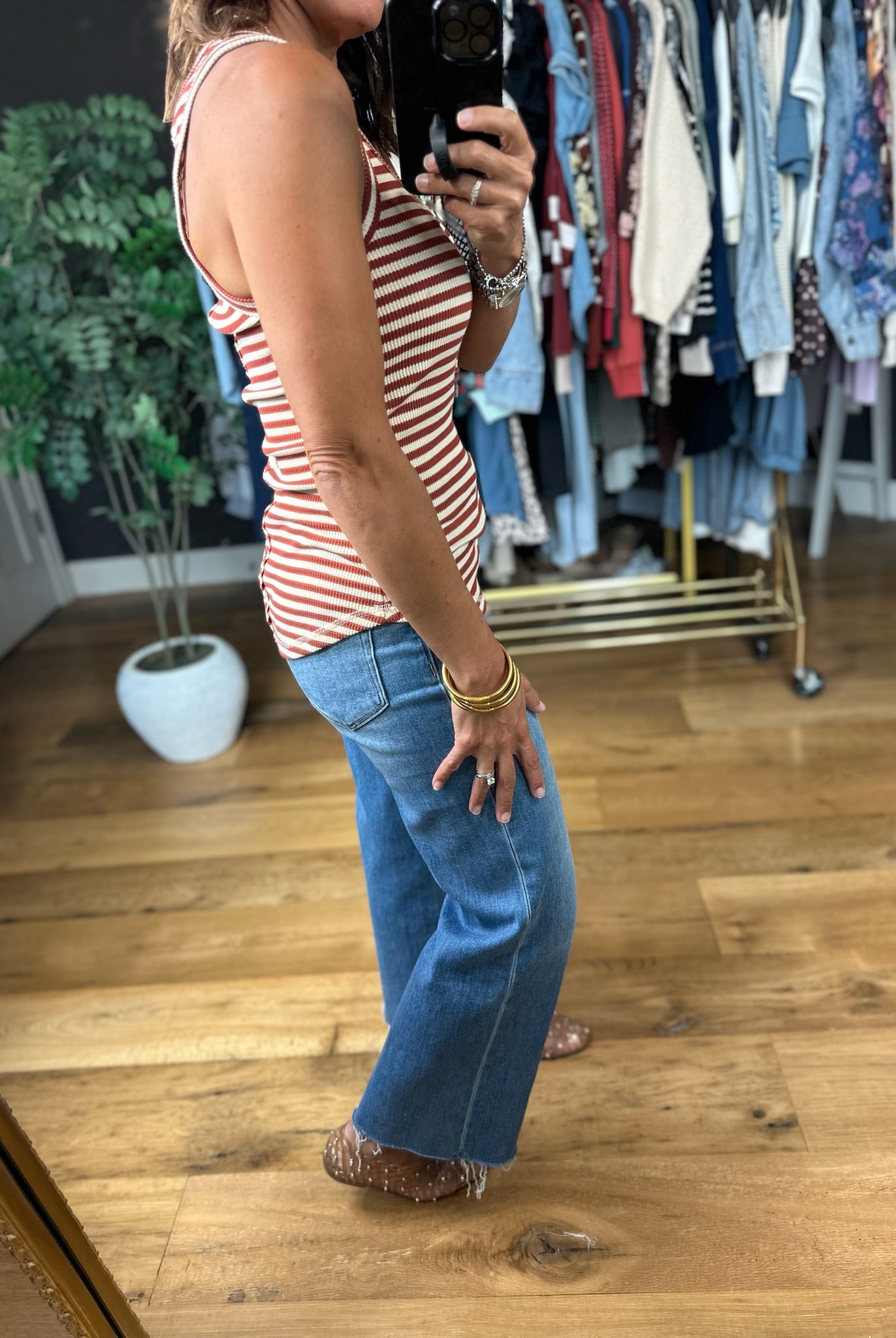 Nothing New Striped Henley Tank-Sleeveless-Very J-Anna Kaytes Boutique, Women's Fashion Boutique in Grinnell, Iowa