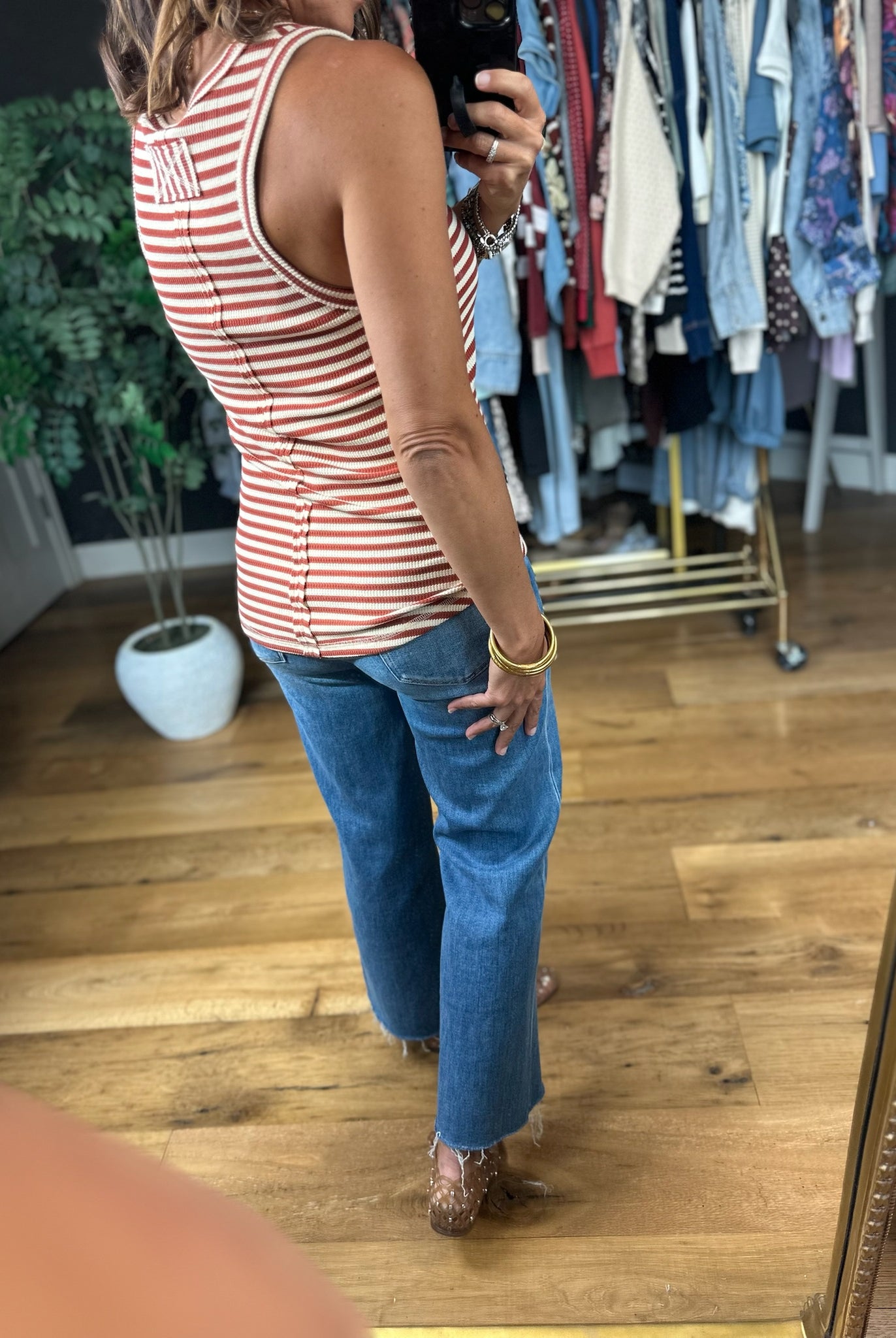 Nothing New Striped Henley Tank-Sleeveless-Very J-Anna Kaytes Boutique, Women's Fashion Boutique in Grinnell, Iowa