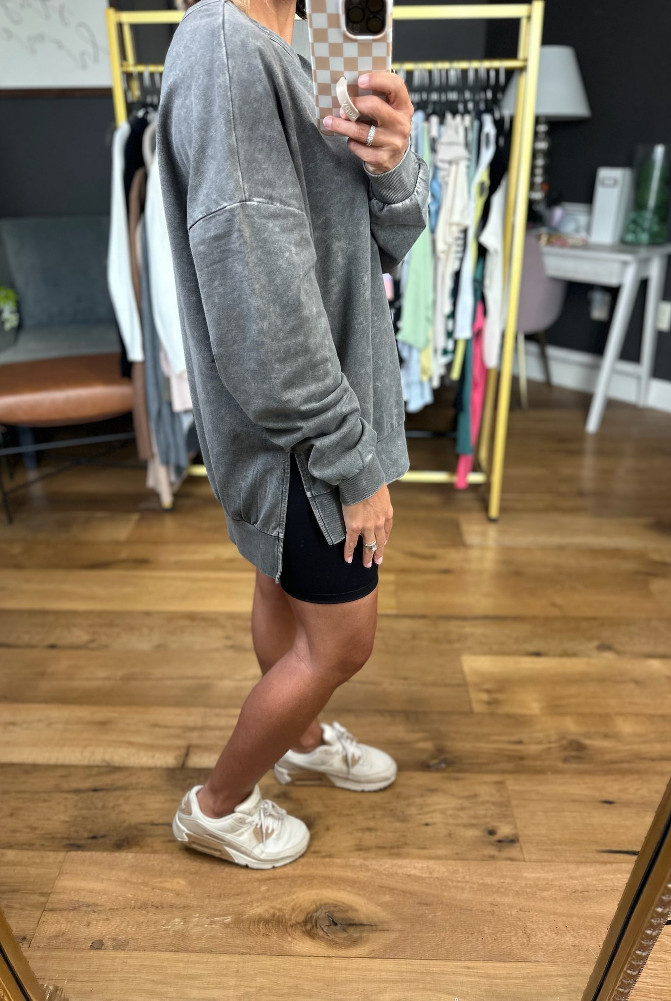 On My Mind Slit-Hem Washed Crewneck - Multiple Options-Blu Pepper-Anna Kaytes Boutique, Women's Fashion Boutique in Grinnell, Iowa