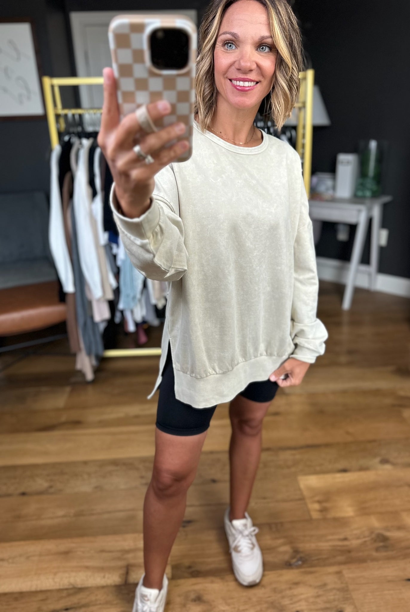 On My Mind Slit-Hem Washed Crewneck - Multiple Options-Blu Pepper-Anna Kaytes Boutique, Women's Fashion Boutique in Grinnell, Iowa