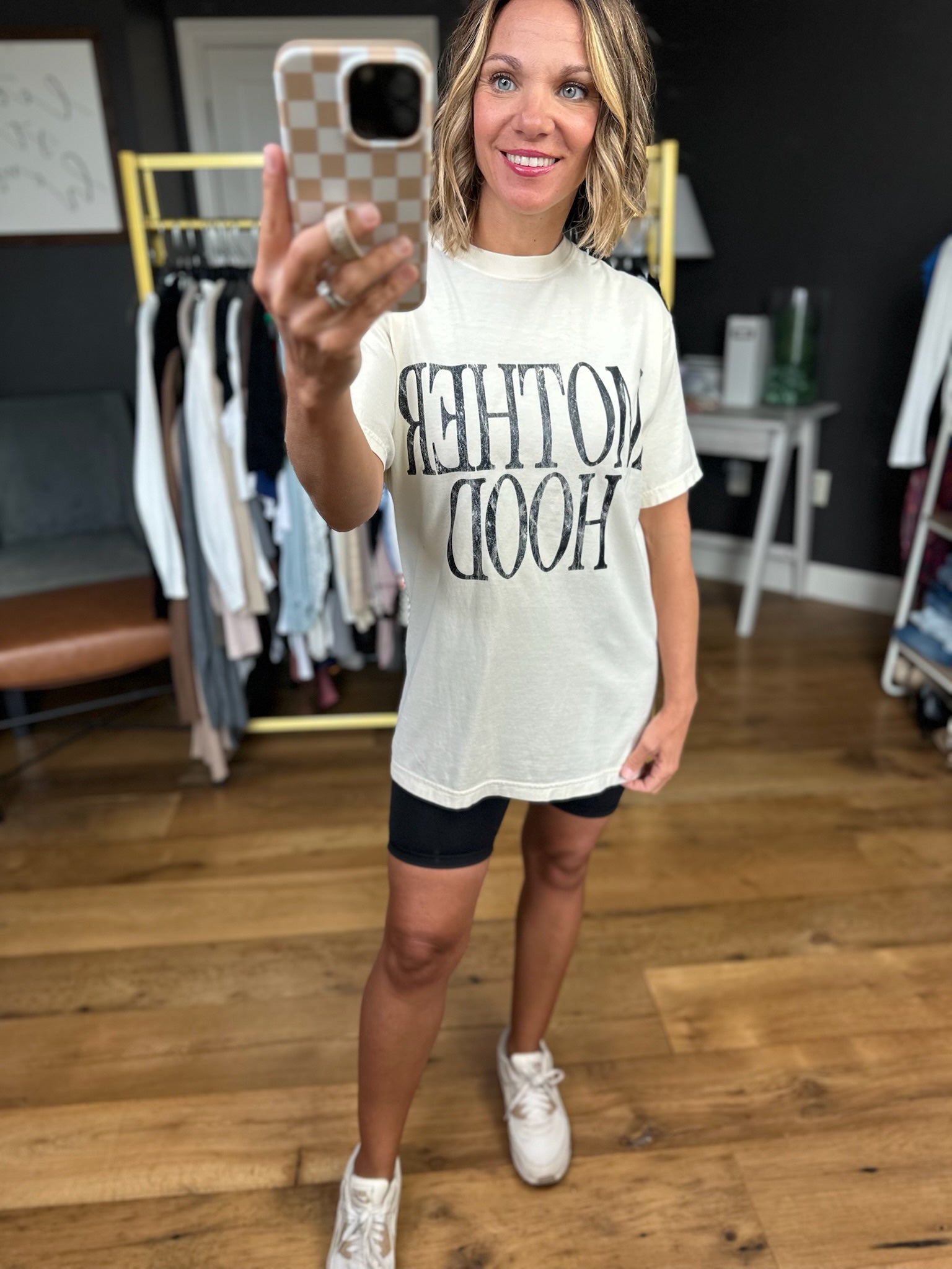 Motherhood Vintage Tee - Ivory-Etta & East-Anna Kaytes Boutique, Women's Fashion Boutique in Grinnell, Iowa