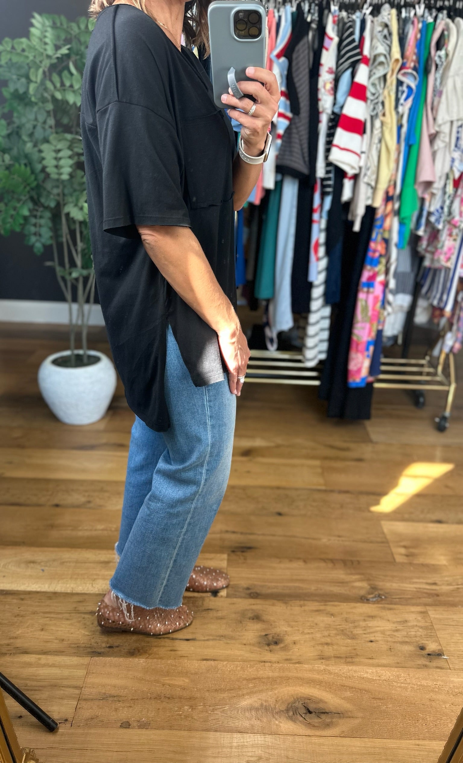 What We Do Boyfriend V-Neck Tee-Short Sleeves-Zenana-Anna Kaytes Boutique, Women's Fashion Boutique in Grinnell, Iowa