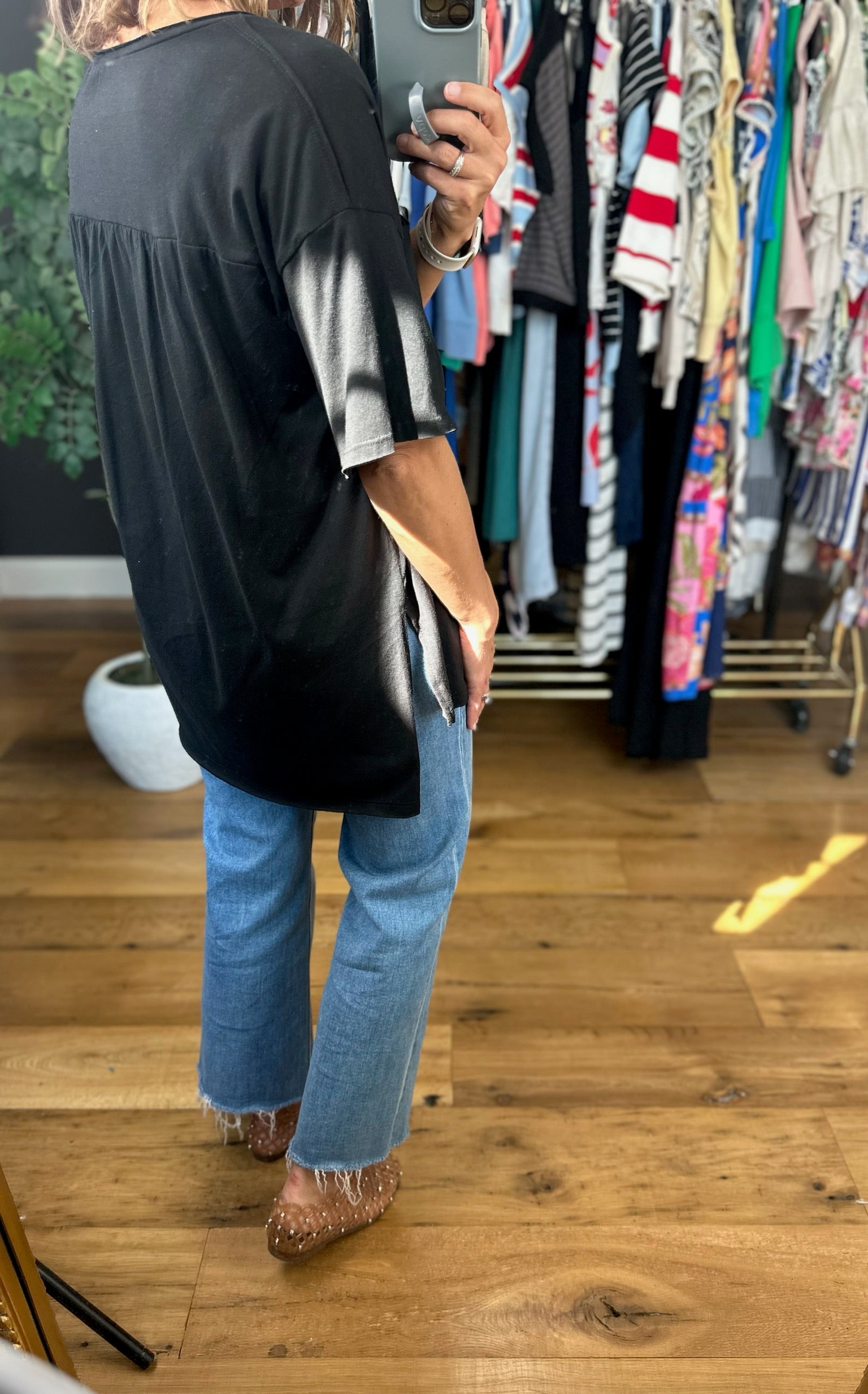 What We Do Boyfriend V-Neck Tee-Short Sleeves-Zenana-Anna Kaytes Boutique, Women's Fashion Boutique in Grinnell, Iowa