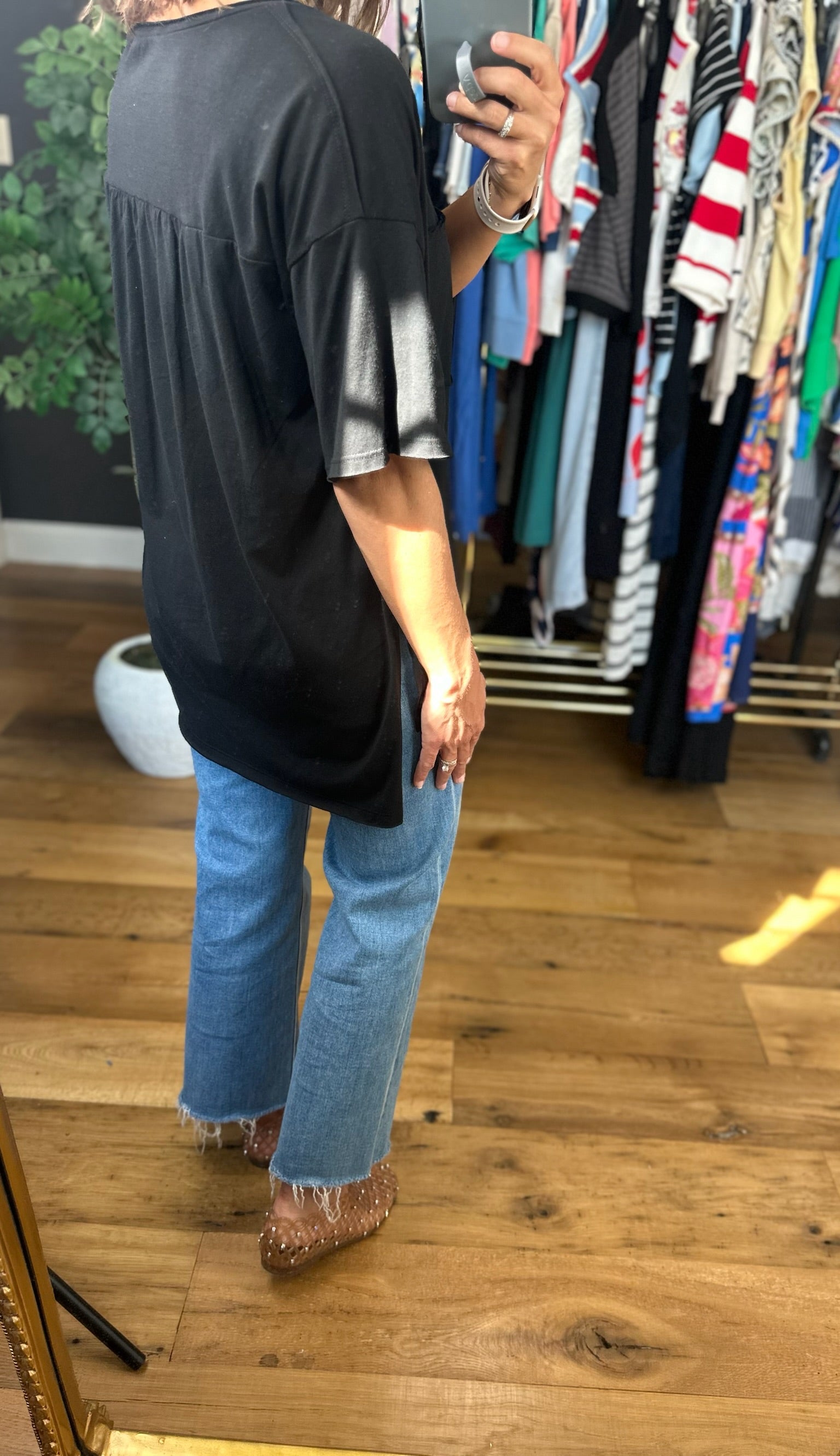 What We Do Boyfriend V-Neck Tee-Short Sleeves-Zenana-Anna Kaytes Boutique, Women's Fashion Boutique in Grinnell, Iowa