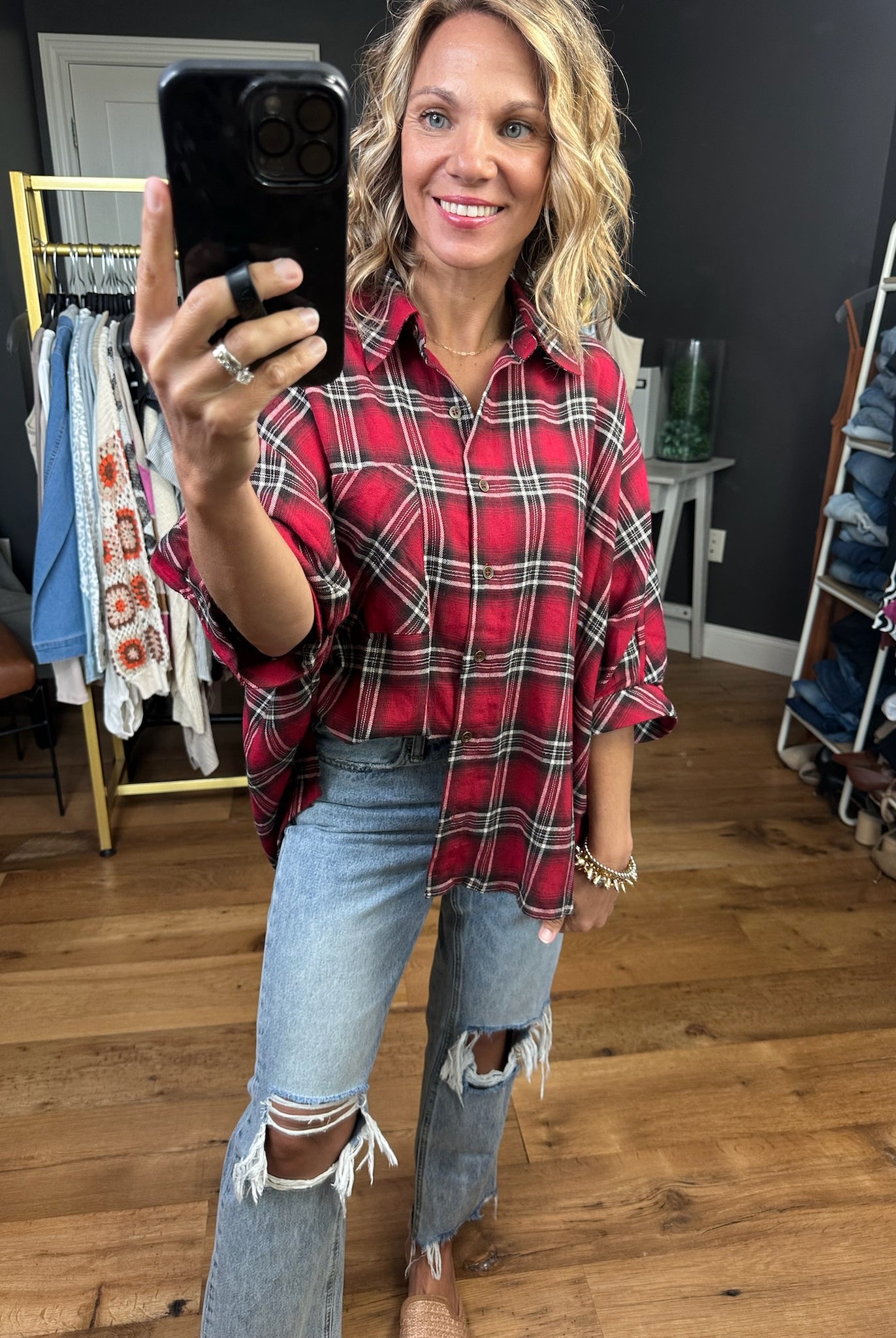 Defined Roles Plaid Button-Down Top - Multiple Options-Entro-Anna Kaytes Boutique, Women's Fashion Boutique in Grinnell, Iowa