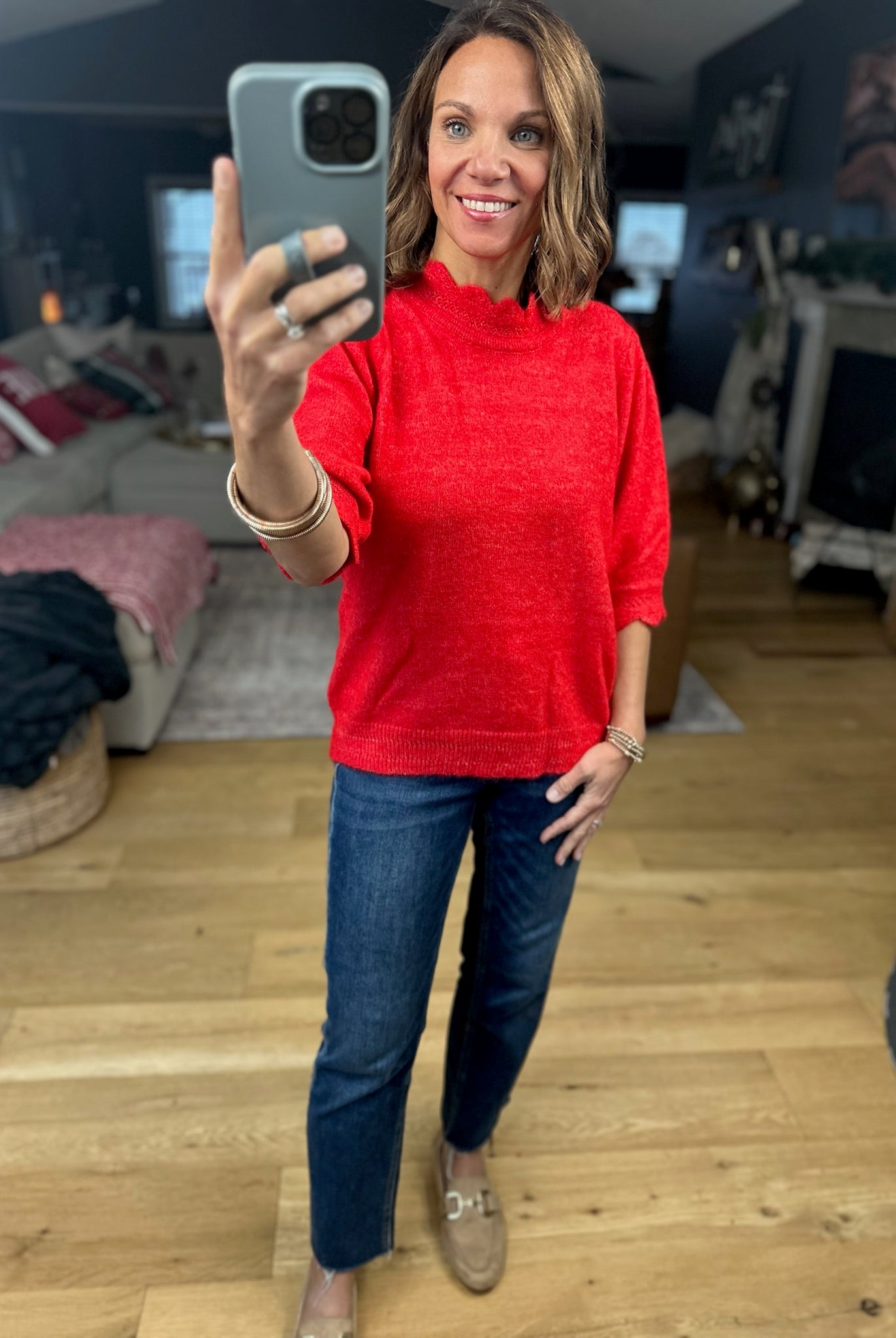 Close To Heaven Scalloped Knit Top-Sweaters-Vine & Love-Anna Kaytes Boutique, Women's Fashion Boutique in Grinnell, Iowa