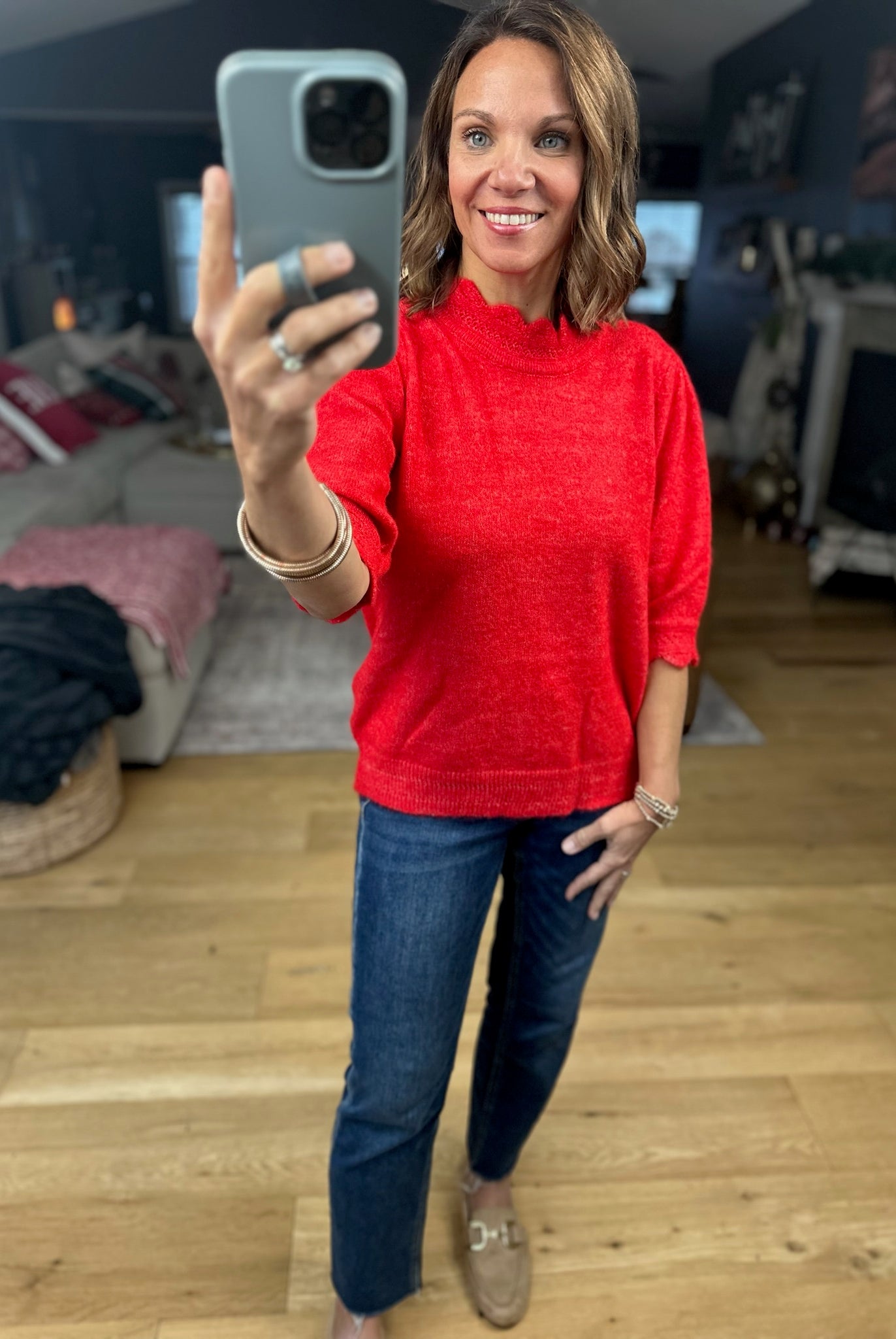 Close To Heaven Scalloped Knit Top-Sweaters-Vine & Love-Anna Kaytes Boutique, Women's Fashion Boutique in Grinnell, Iowa