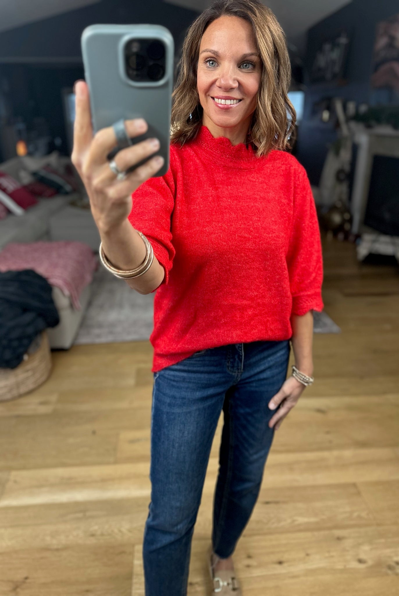 Close To Heaven Scalloped Knit Top-Sweaters-Vine & Love-Anna Kaytes Boutique, Women's Fashion Boutique in Grinnell, Iowa