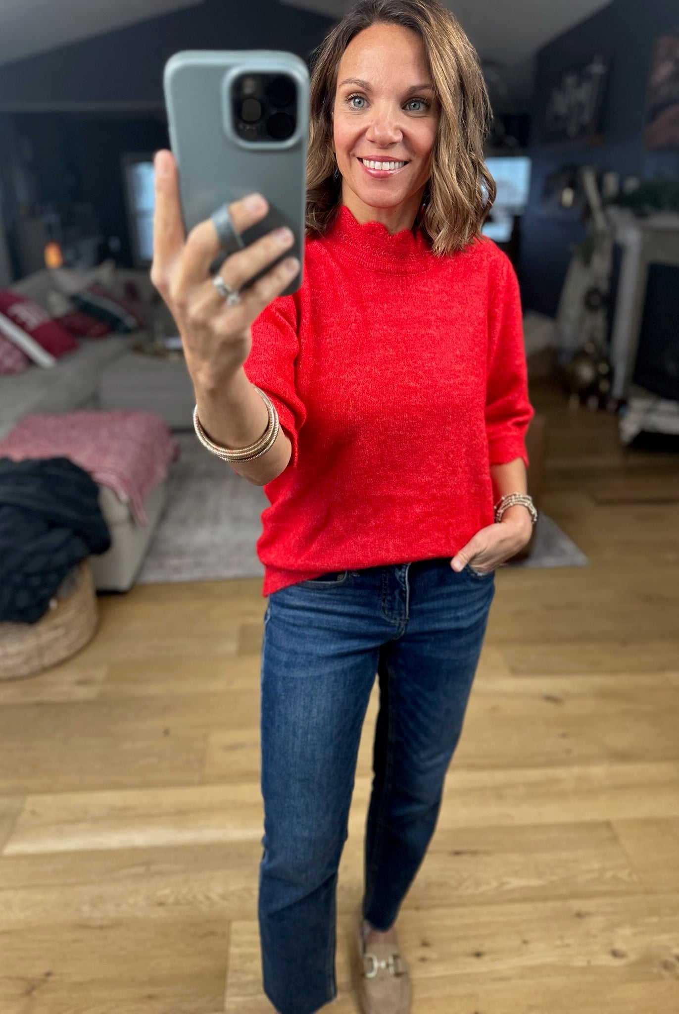 Close To Heaven Scalloped Knit Top-Sweaters-Vine & Love-Anna Kaytes Boutique, Women's Fashion Boutique in Grinnell, Iowa