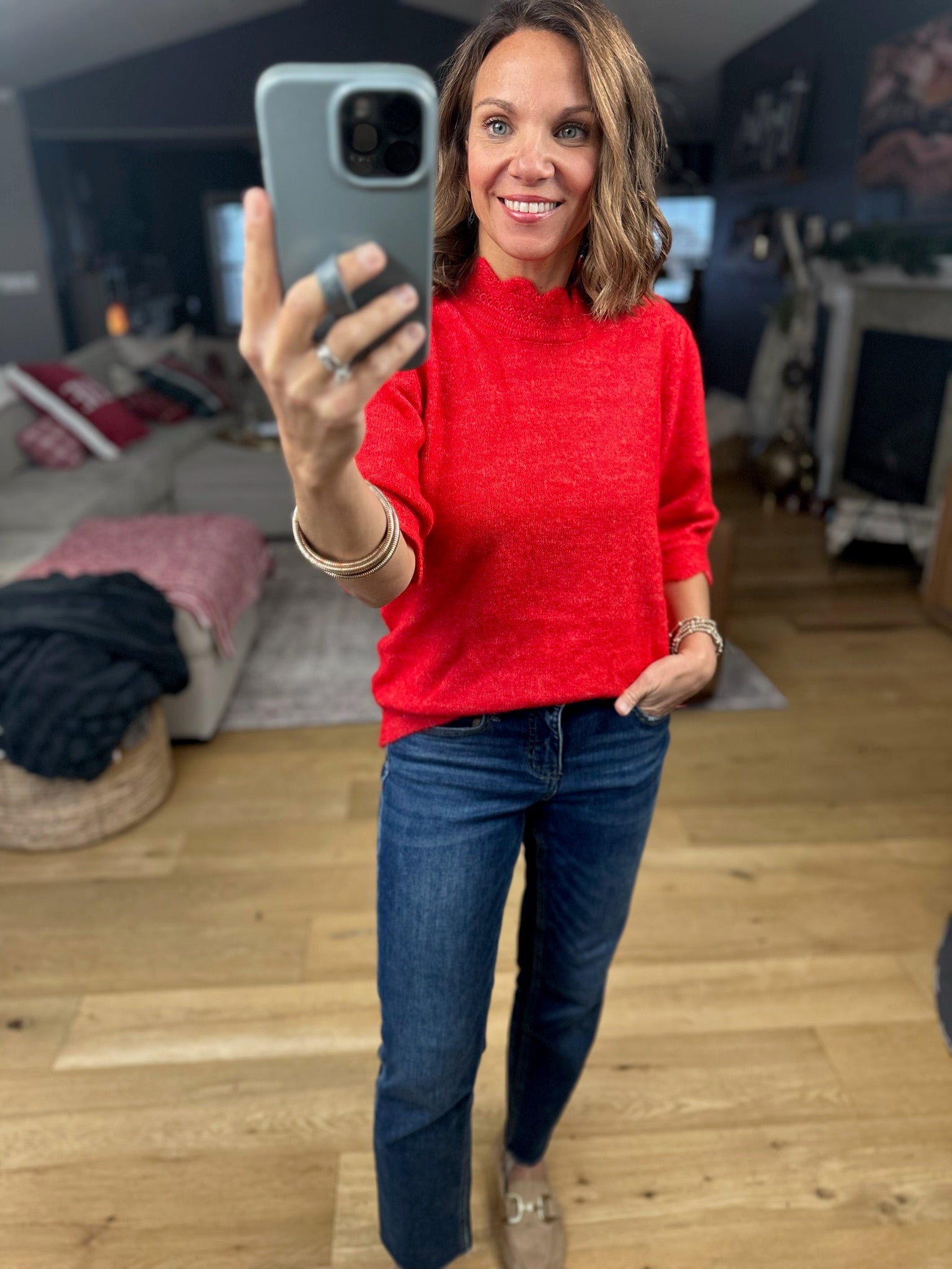 Close To Heaven Scalloped Knit Top-Sweaters-Vine & Love-Anna Kaytes Boutique, Women's Fashion Boutique in Grinnell, Iowa