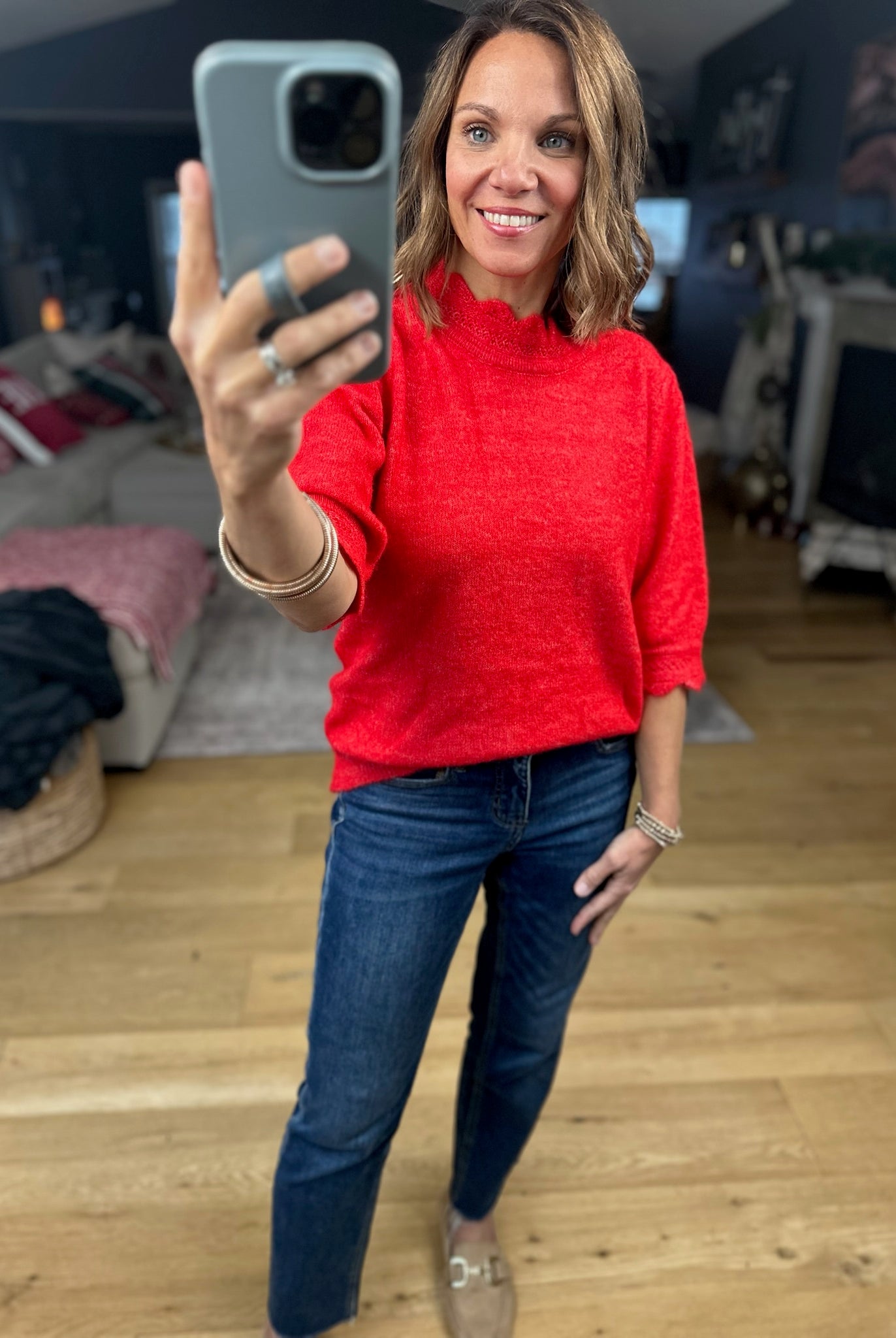 Close To Heaven Scalloped Knit Top-Sweaters-Vine & Love-Anna Kaytes Boutique, Women's Fashion Boutique in Grinnell, Iowa