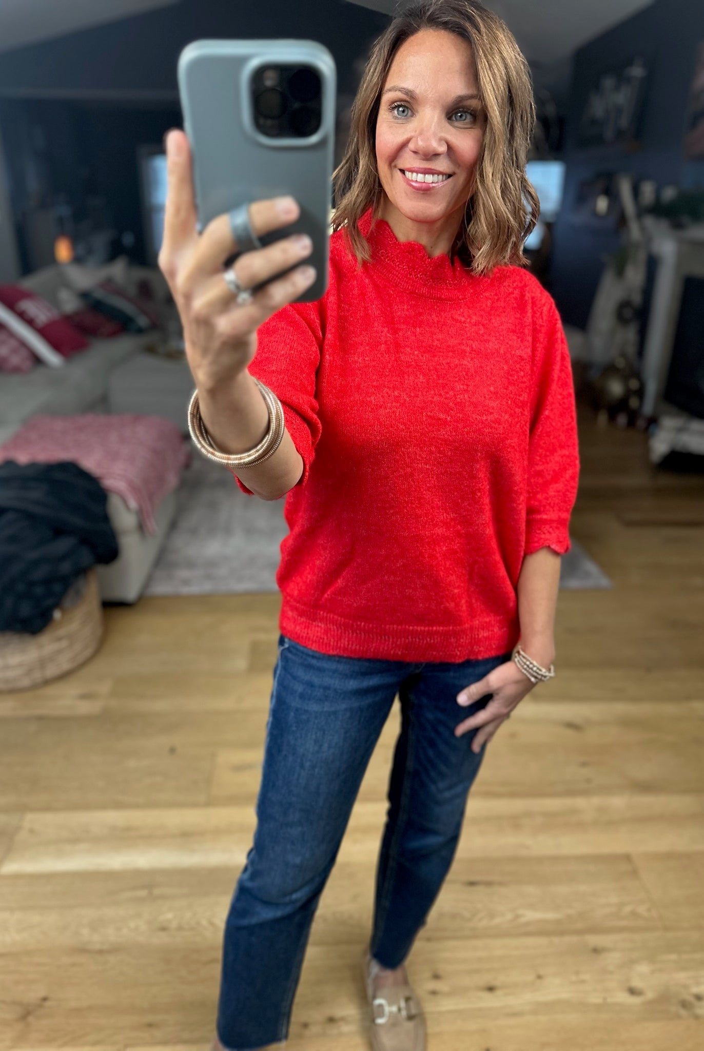 Close To Heaven Scalloped Knit Top-Sweaters-Vine & Love-Anna Kaytes Boutique, Women's Fashion Boutique in Grinnell, Iowa