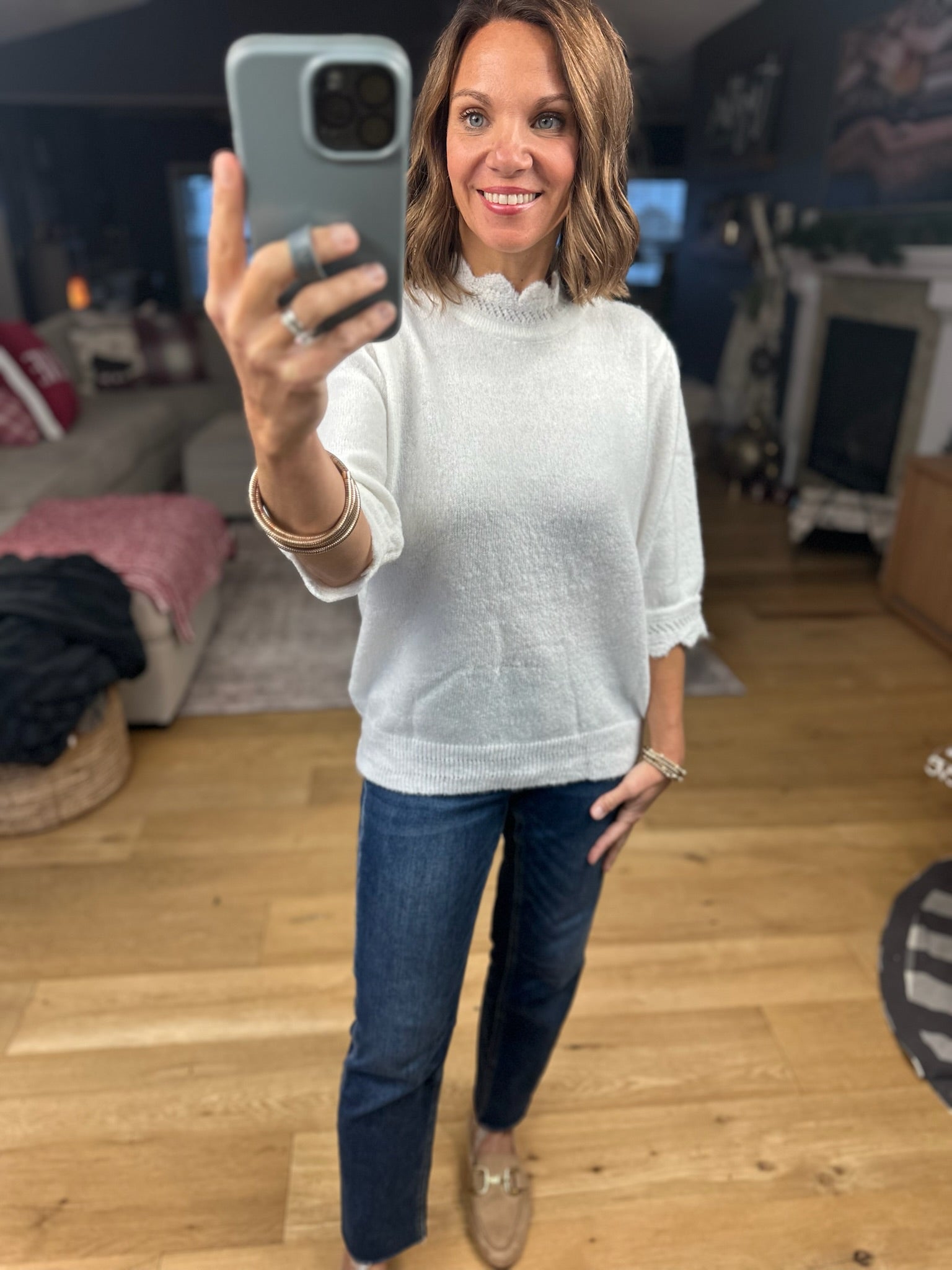 Close To Heaven Scalloped Knit Top-Sweaters-Vine & Love-Anna Kaytes Boutique, Women's Fashion Boutique in Grinnell, Iowa