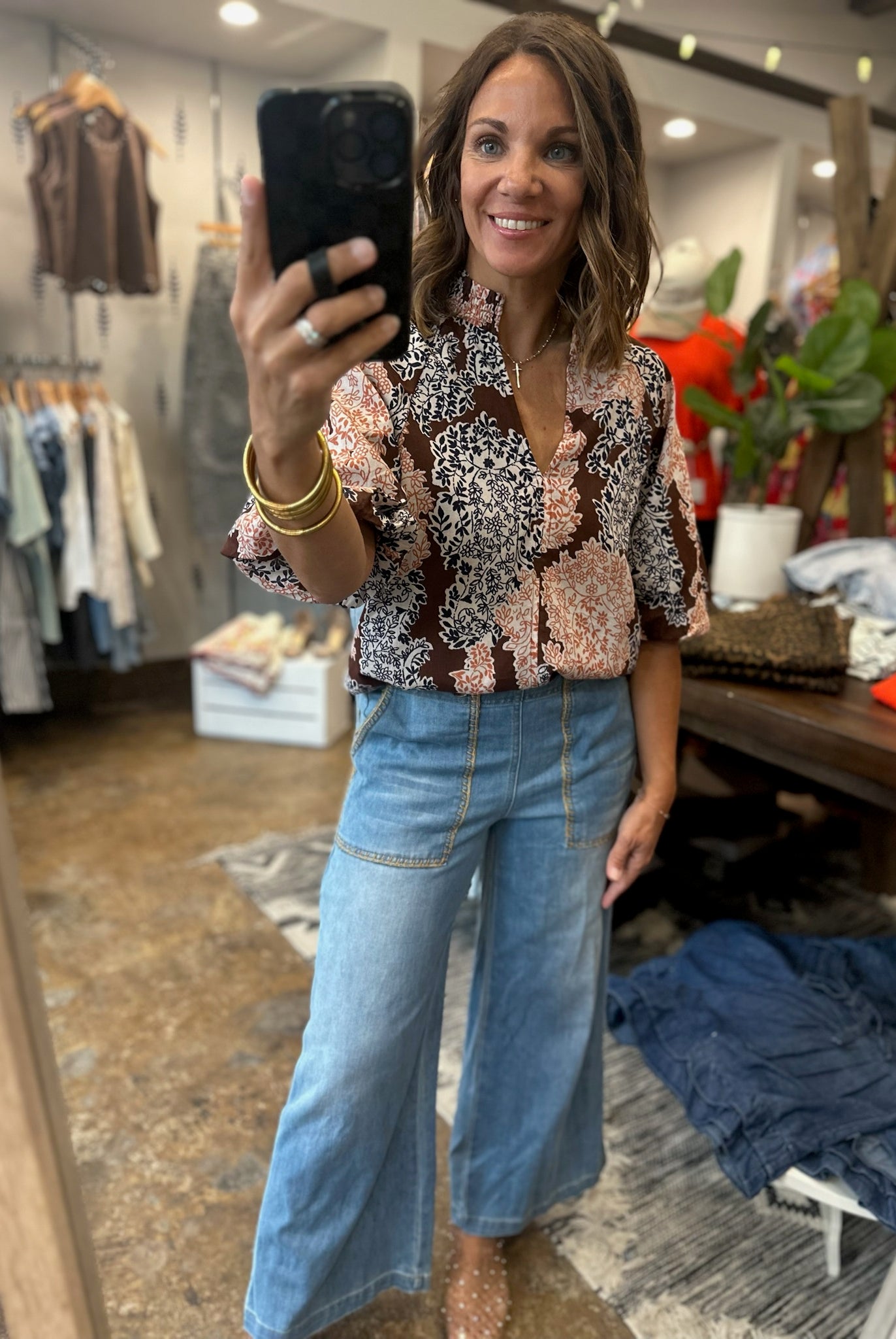 Colors Changing Floral Top-Short Sleeves-THML-Anna Kaytes Boutique, Women's Fashion Boutique in Grinnell, Iowa