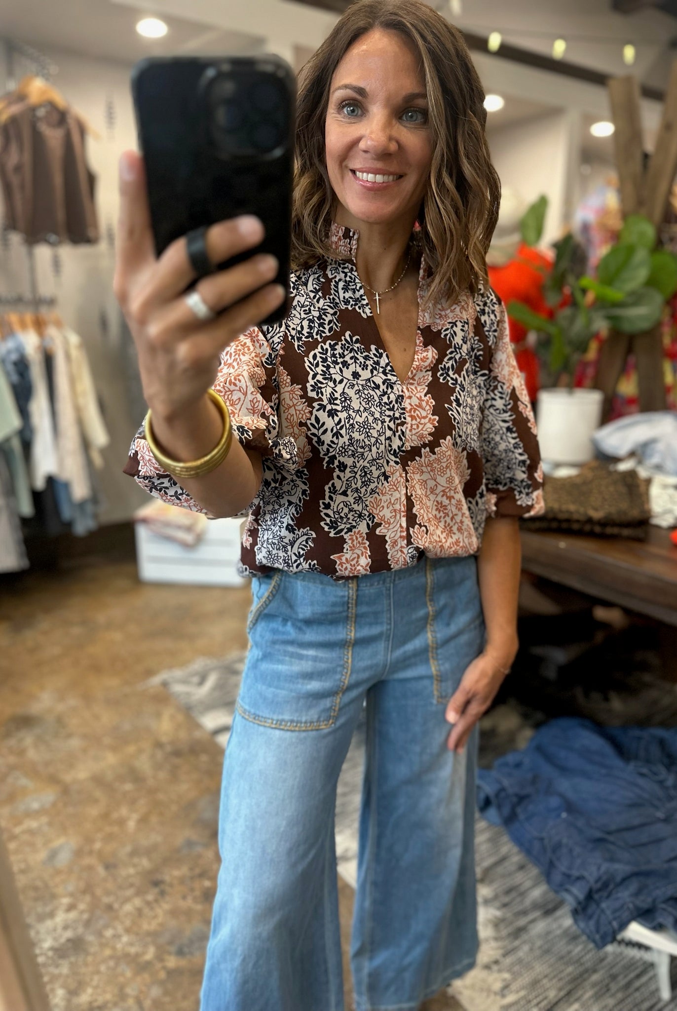 Colors Changing Floral Top-Short Sleeves-THML-Anna Kaytes Boutique, Women's Fashion Boutique in Grinnell, Iowa